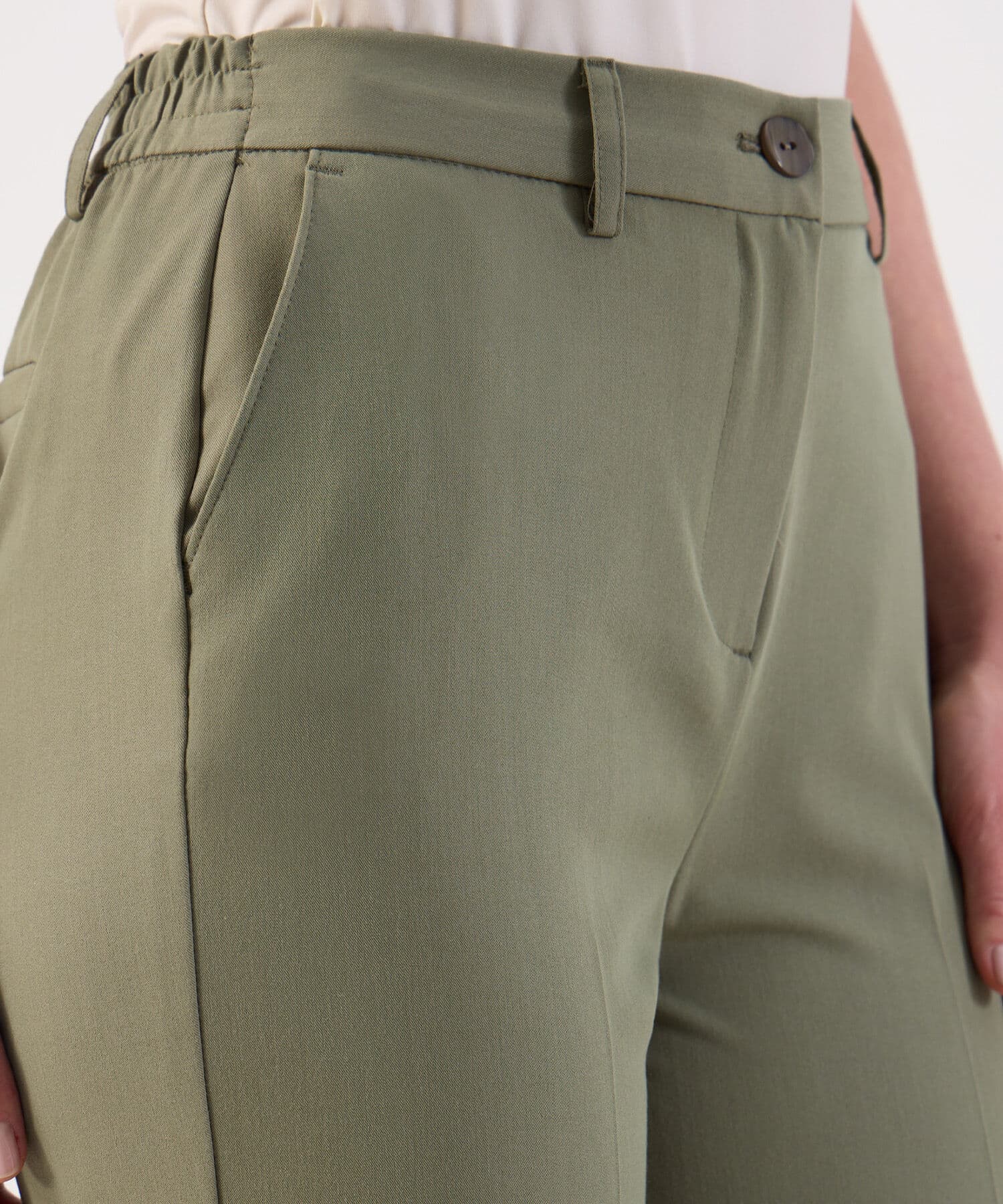 Pantalón Cedro Edición Lino verde oliva para mujer, vista 3