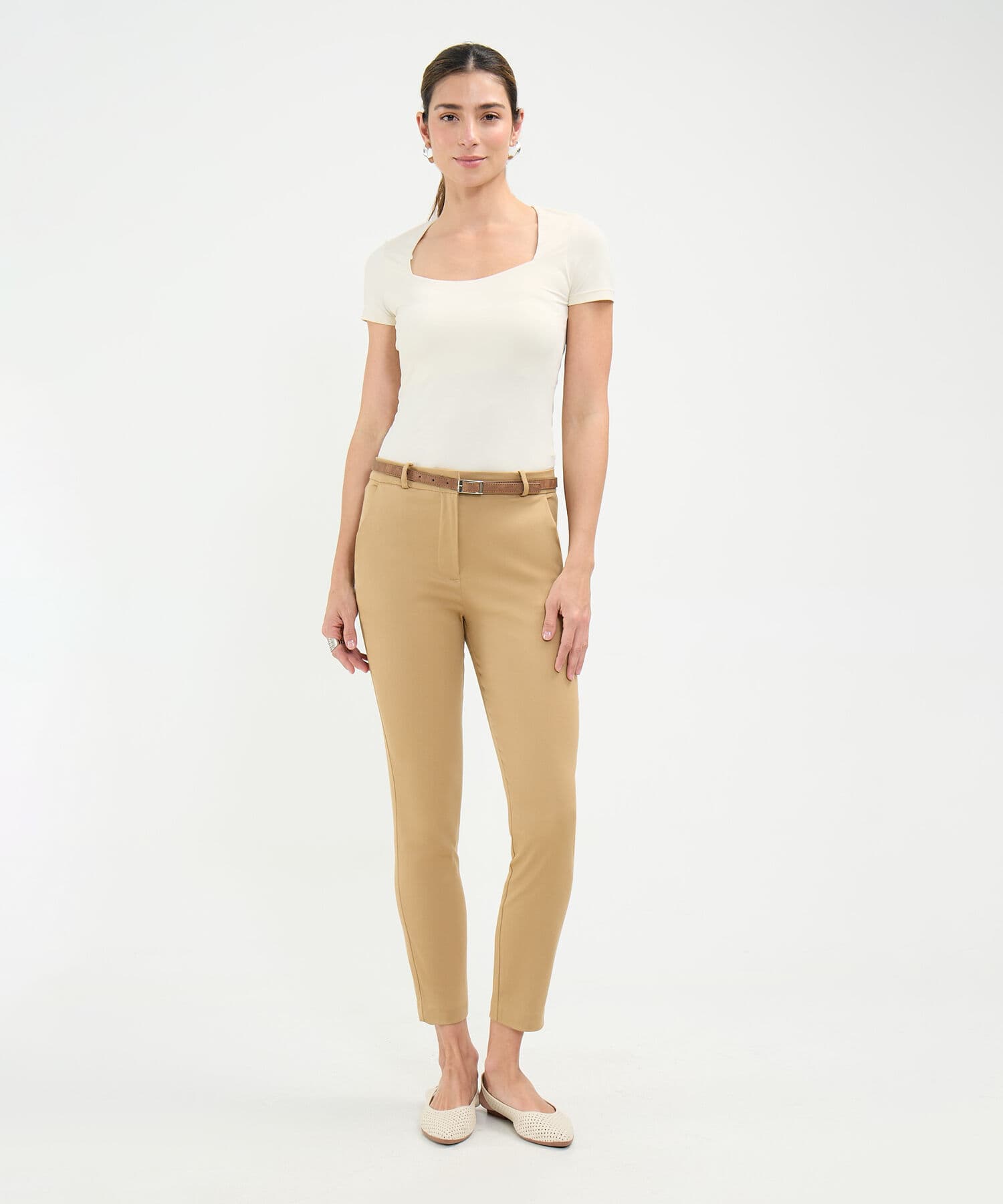 Pantalón Violeta Contemporáneo café para mujer, vista 2