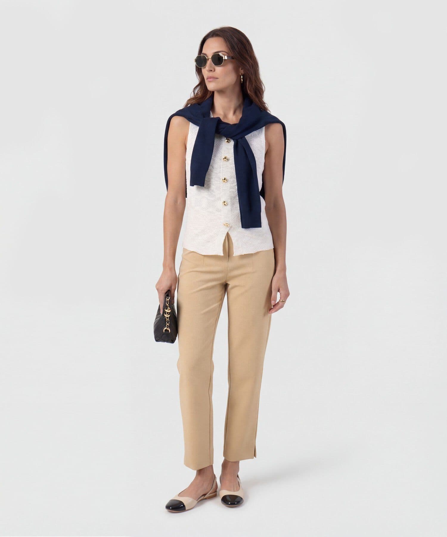 Pantalón Elisa Texturizado café para mujer, vista 2