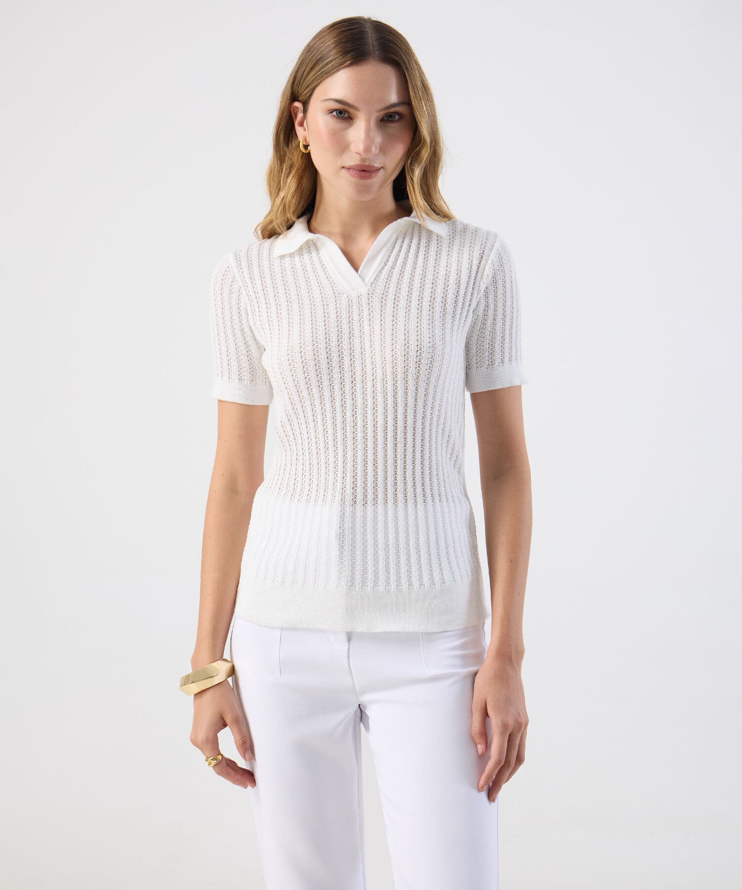 Polo Sabana Ligero blanco para mujer, vista principal