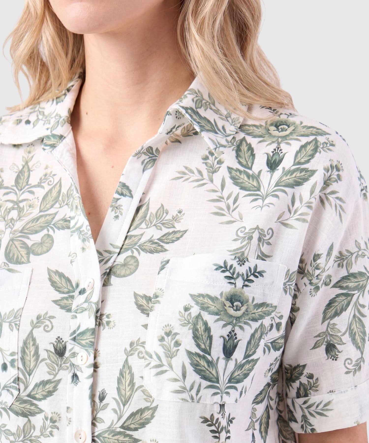 Camisa Julieta Edición Índigo verde oliva para mujer, vista 3