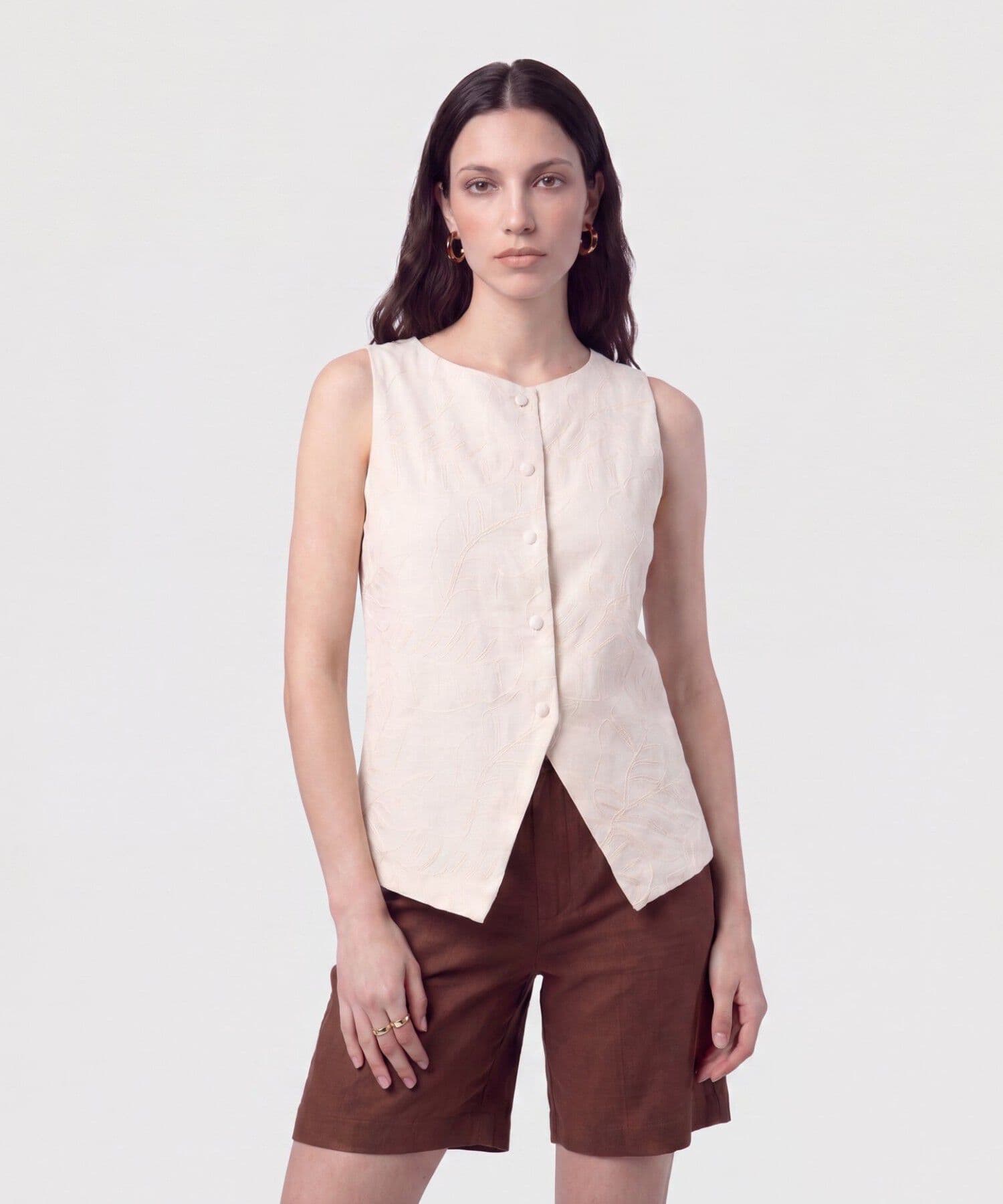 Blusa Cobalto Clásico arena para mujer, vista principal