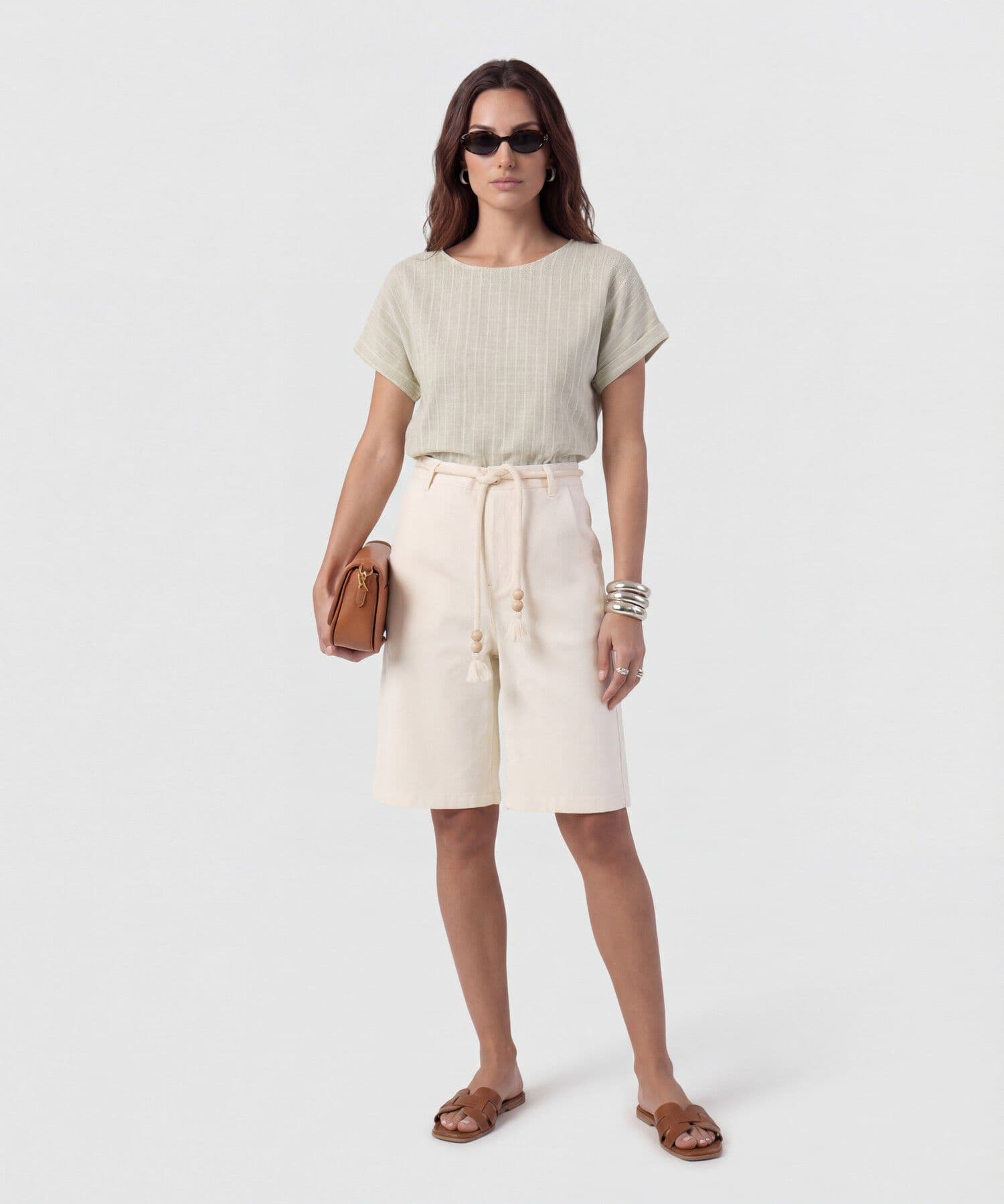 Blusa Cauce Minimalista verde oliva para mujer, vista 2