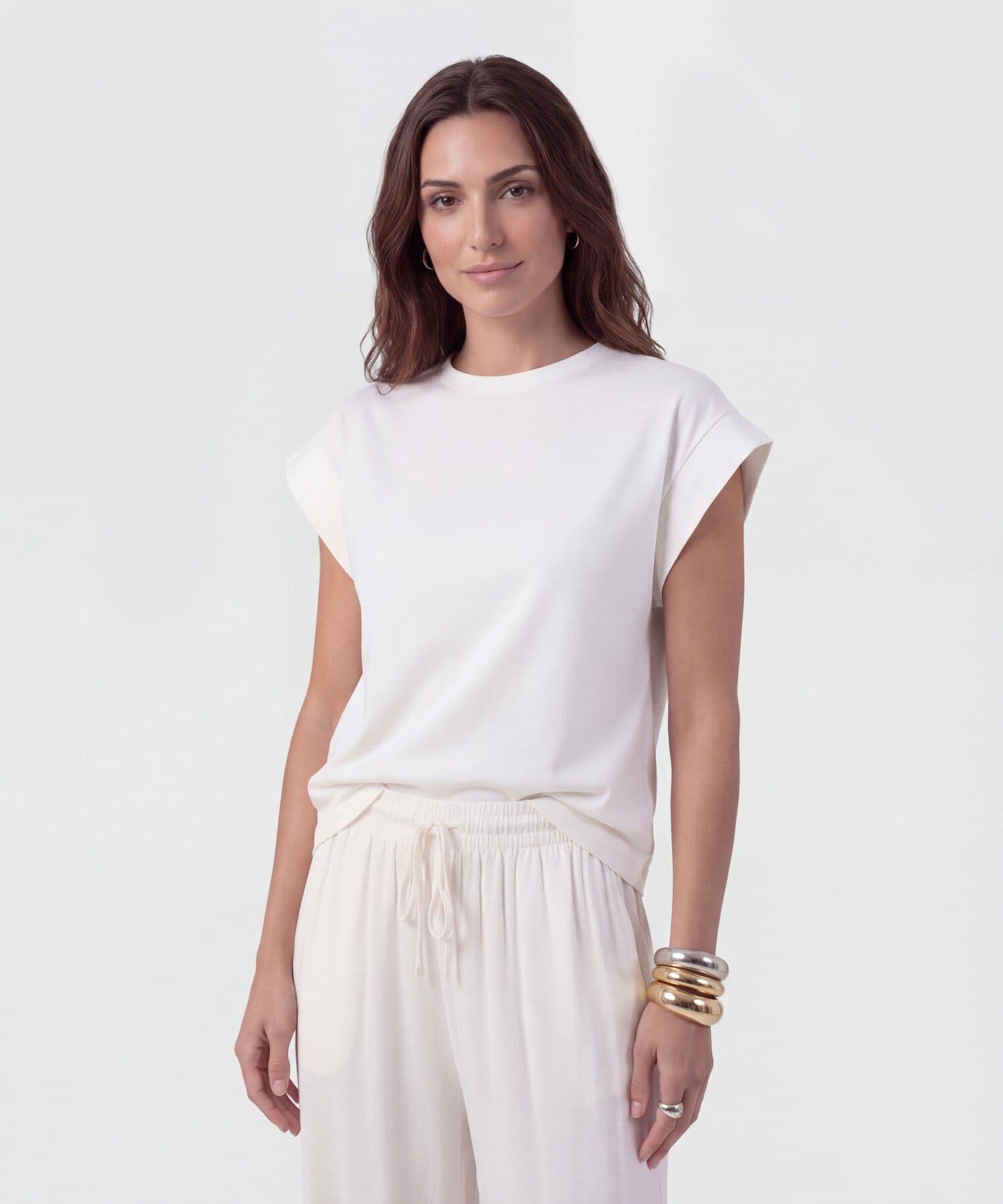Camiseta Oliva Relajado blanco para mujer, vista principal