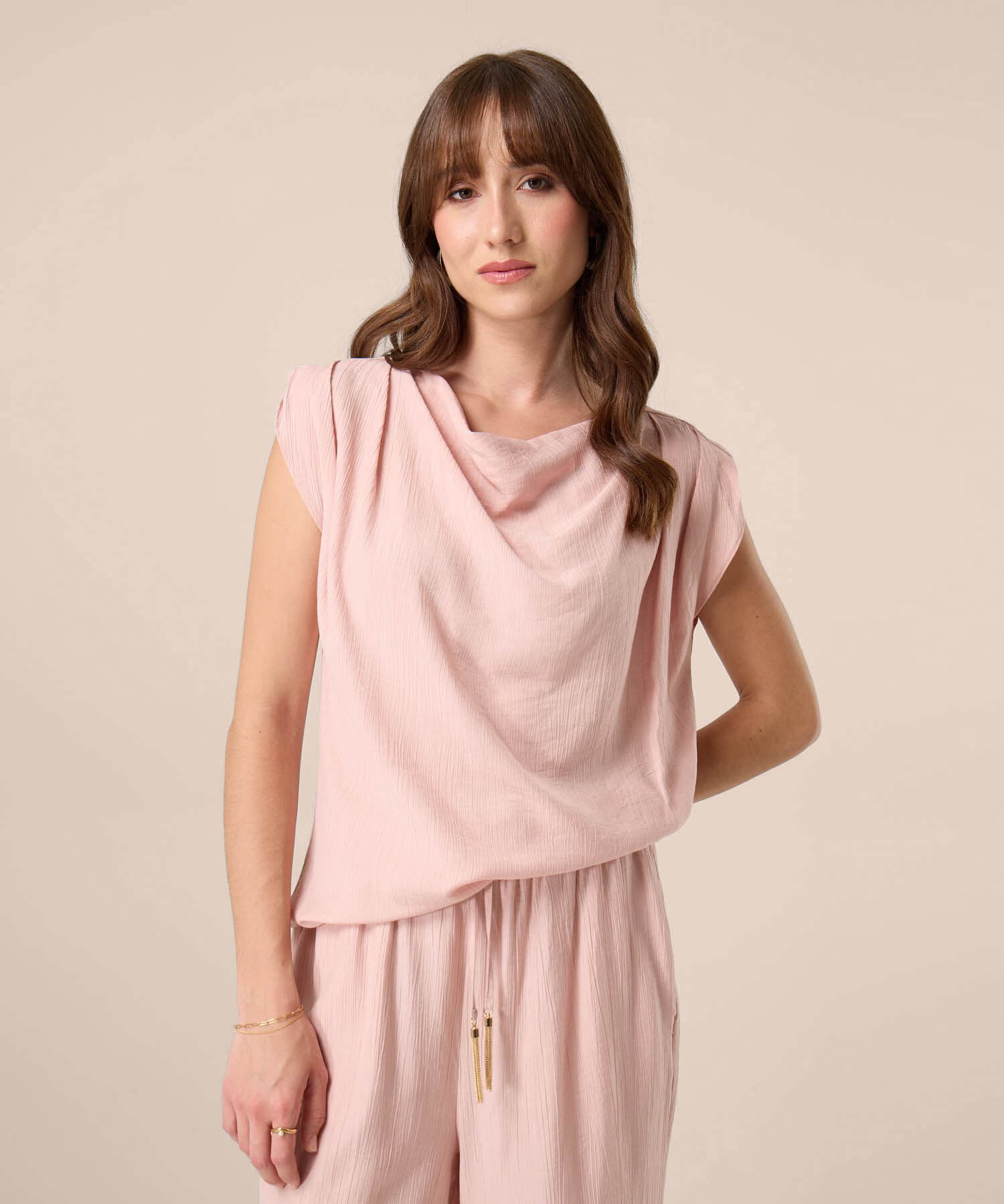 Blusa Dorada Suave rosa empolvado para mujer, vista principal