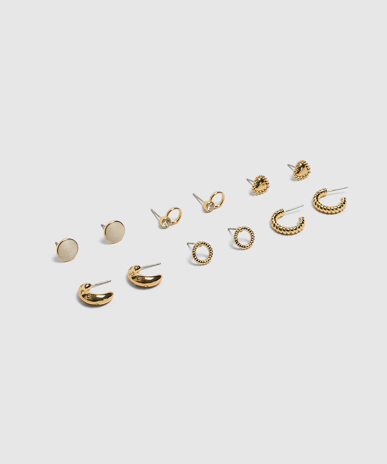 Aretes Carmín Fluido dorado para mujer, vista 2