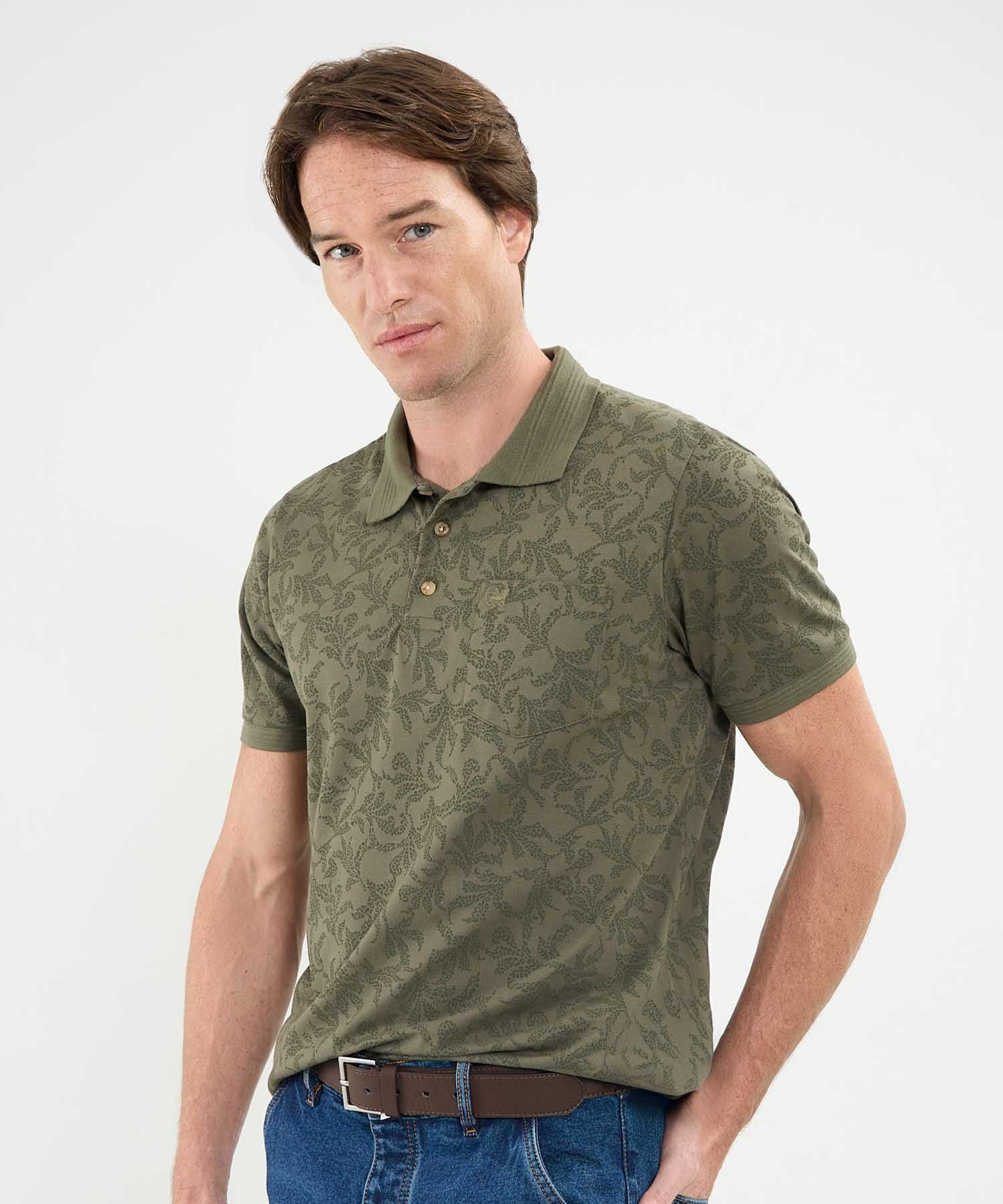 Polo Coral Relajado verde oliva para hombre, vista principal