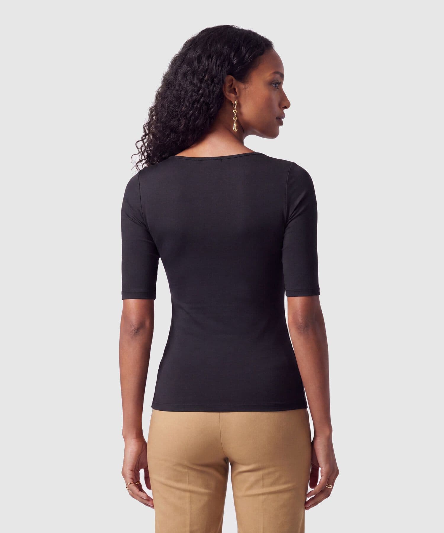 Camiseta Laguna Minimalista negro para mujer, vista 4