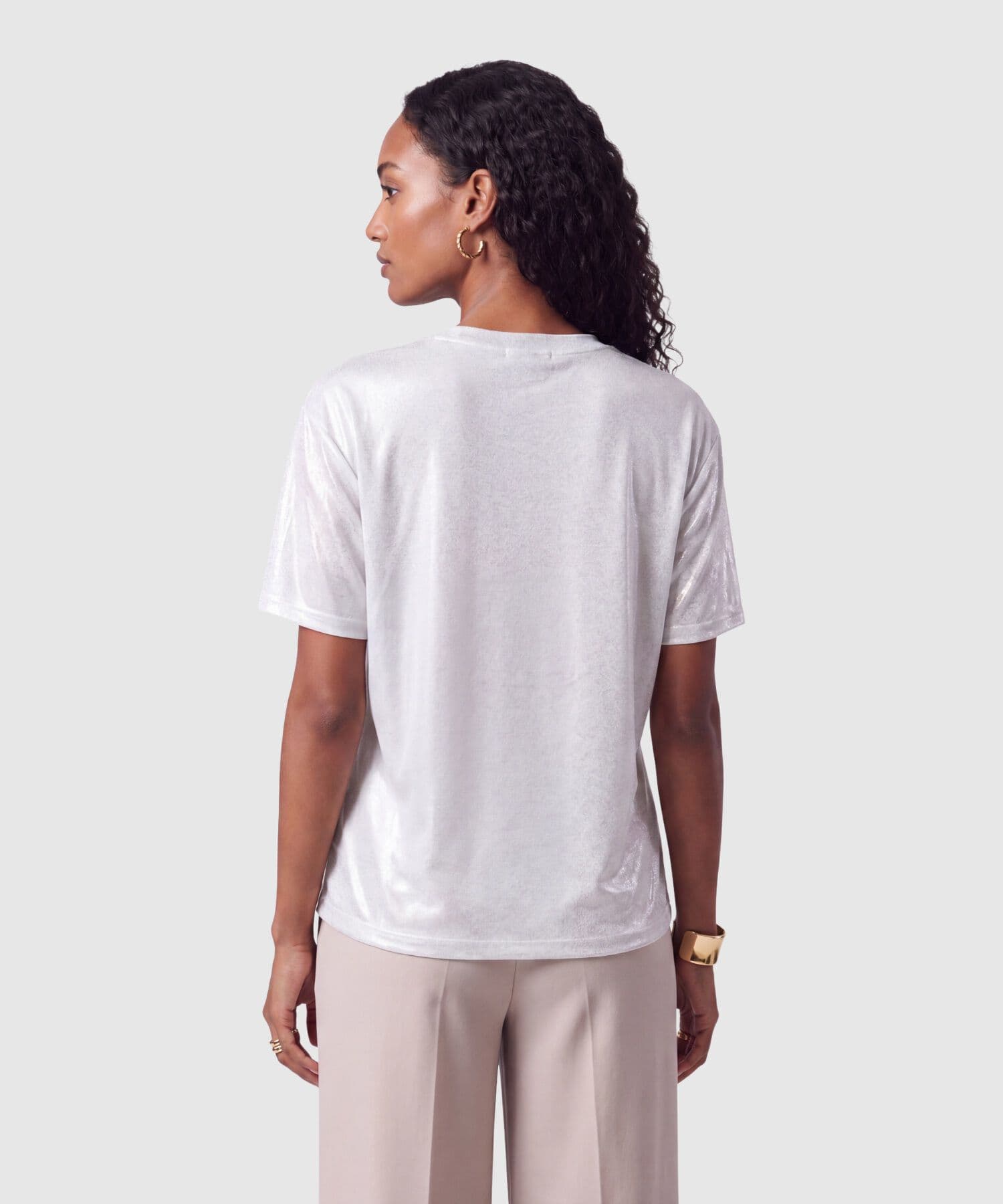 Camiseta Carmín Edición Lino gris humo para mujer, vista 4