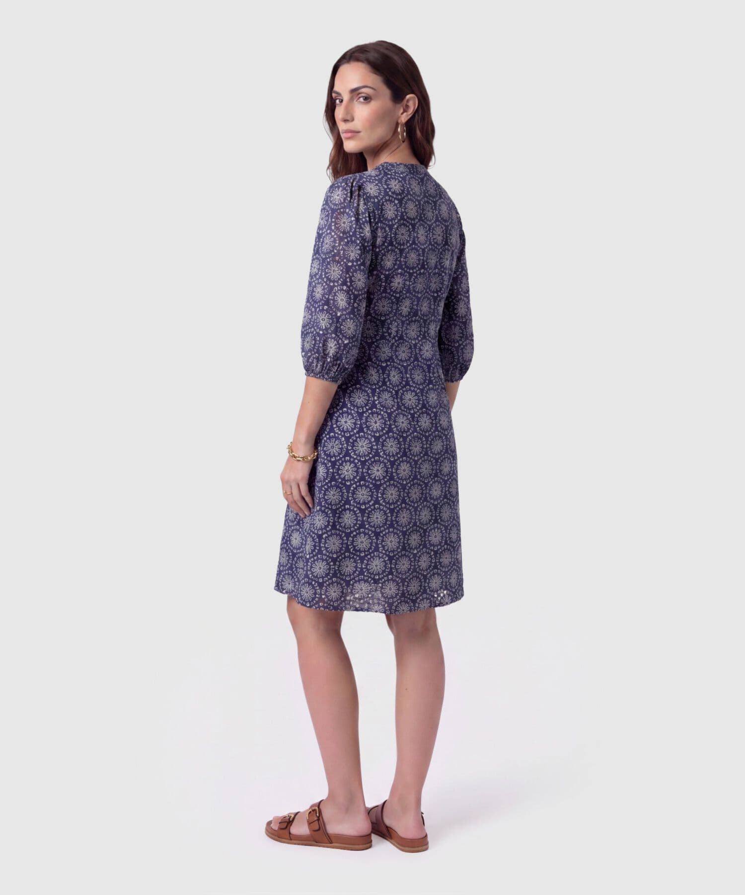 Vestido Solana Texturizado azul marino para mujer, vista 3