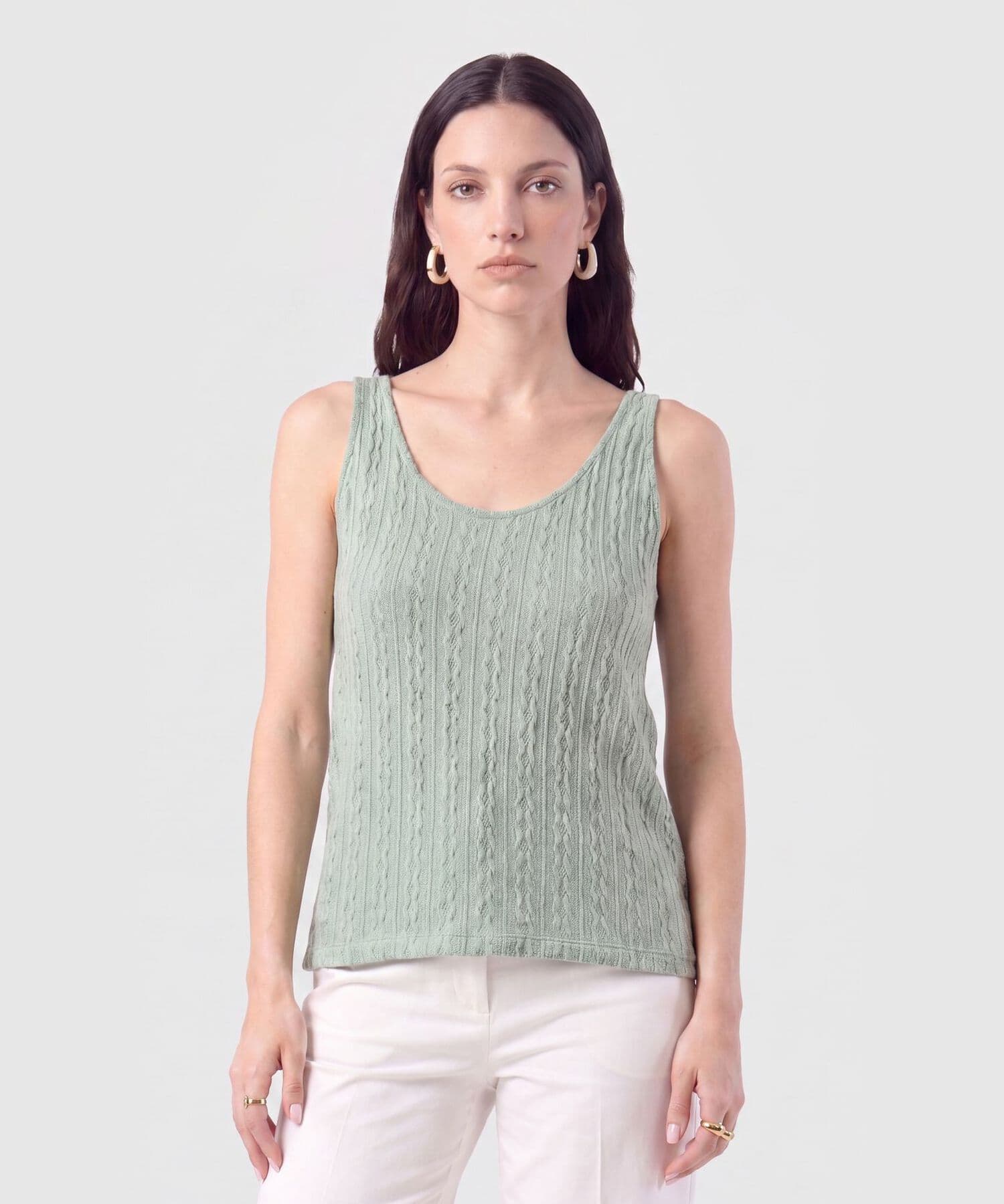 Camiseta Bahía Texturizado verde oliva para mujer, vista principal