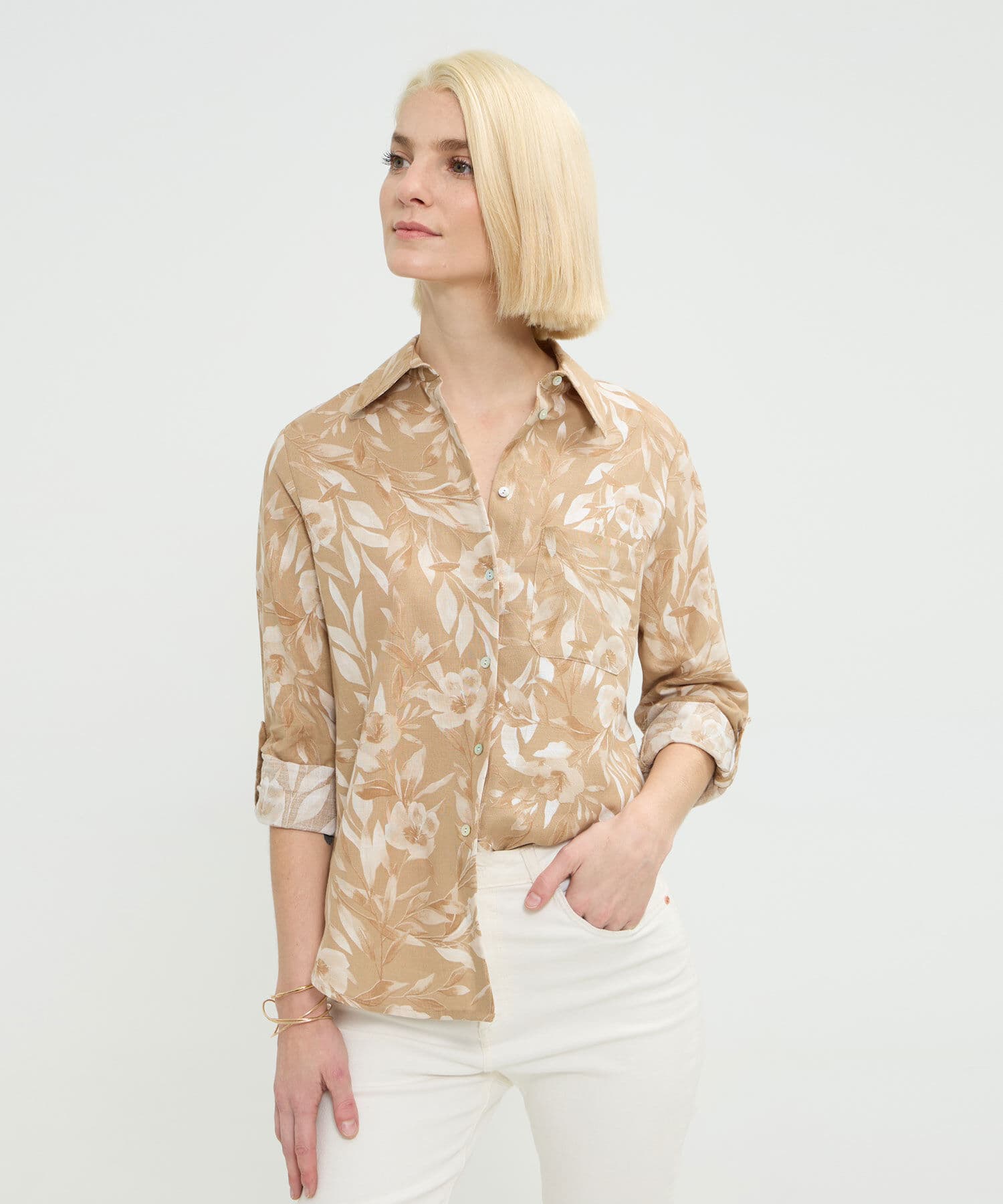Camisa Sierra Natural café para mujer, vista principal