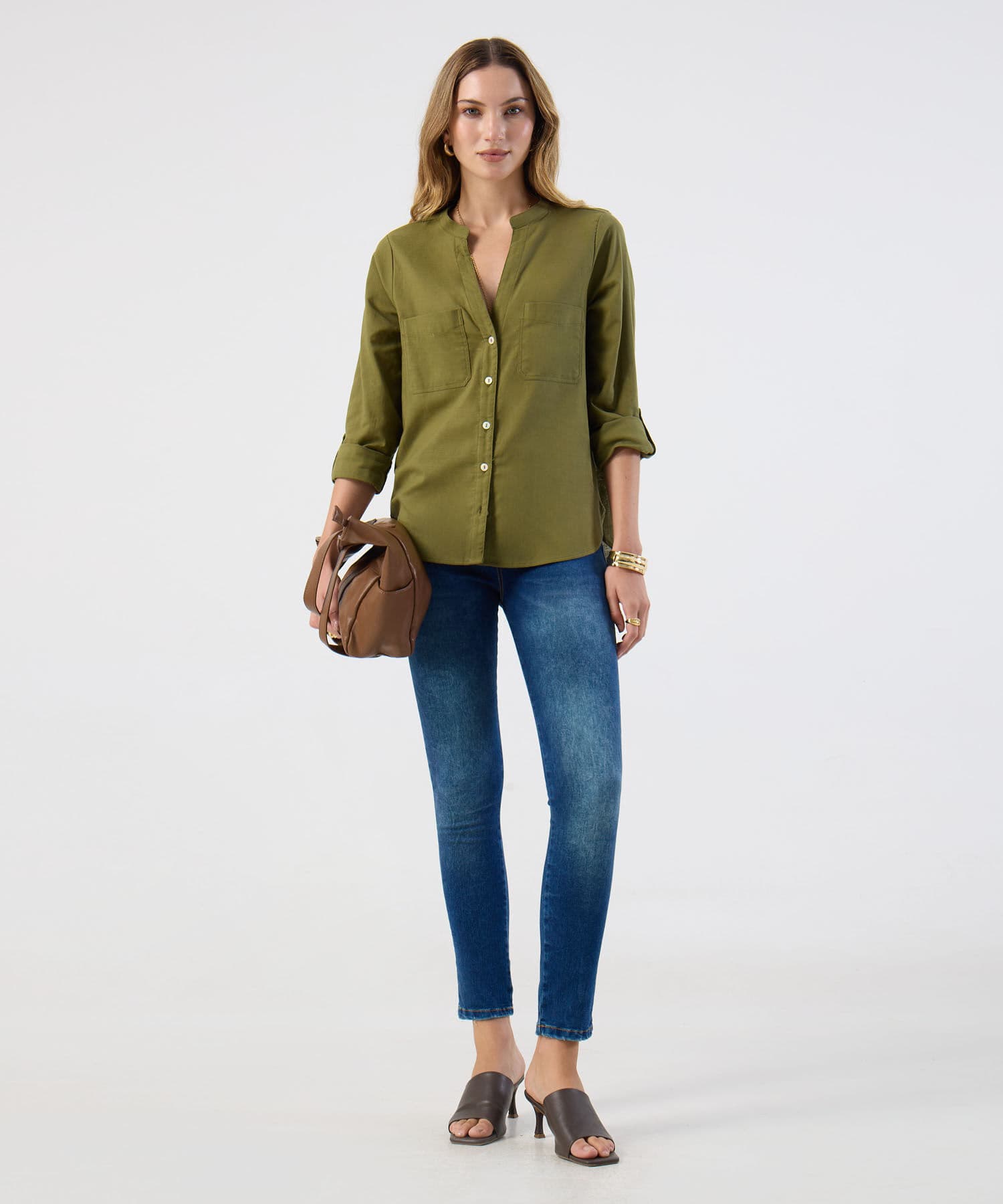 Blusa Solana Suave verde oliva para mujer, vista 2