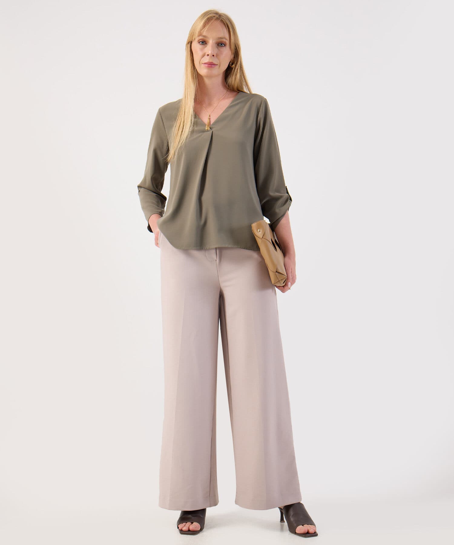 Blusa Dalia Natural verde oliva para mujer, vista 2
