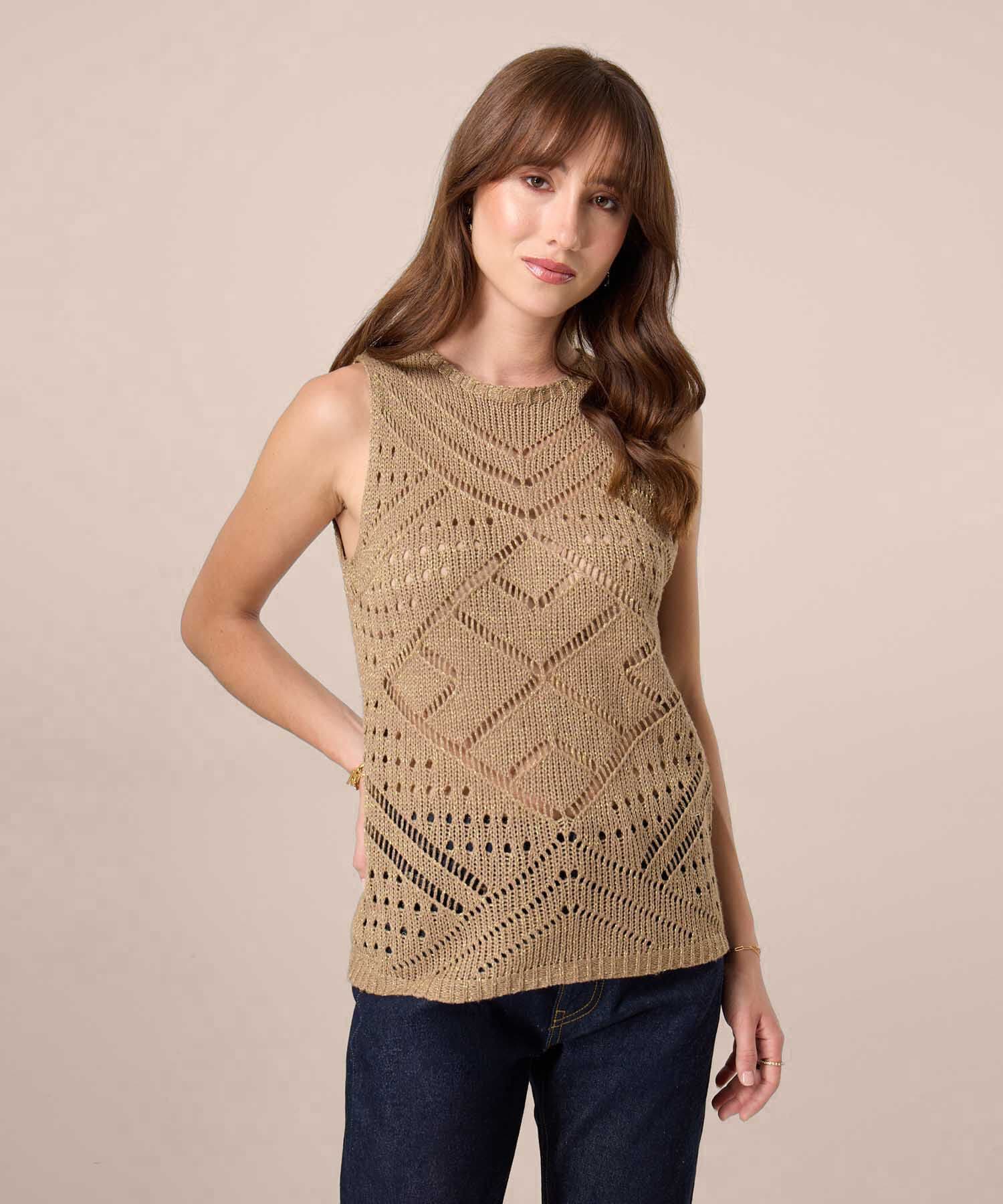 Camiseta Jacaranda Edición Lino café para mujer, vista principal