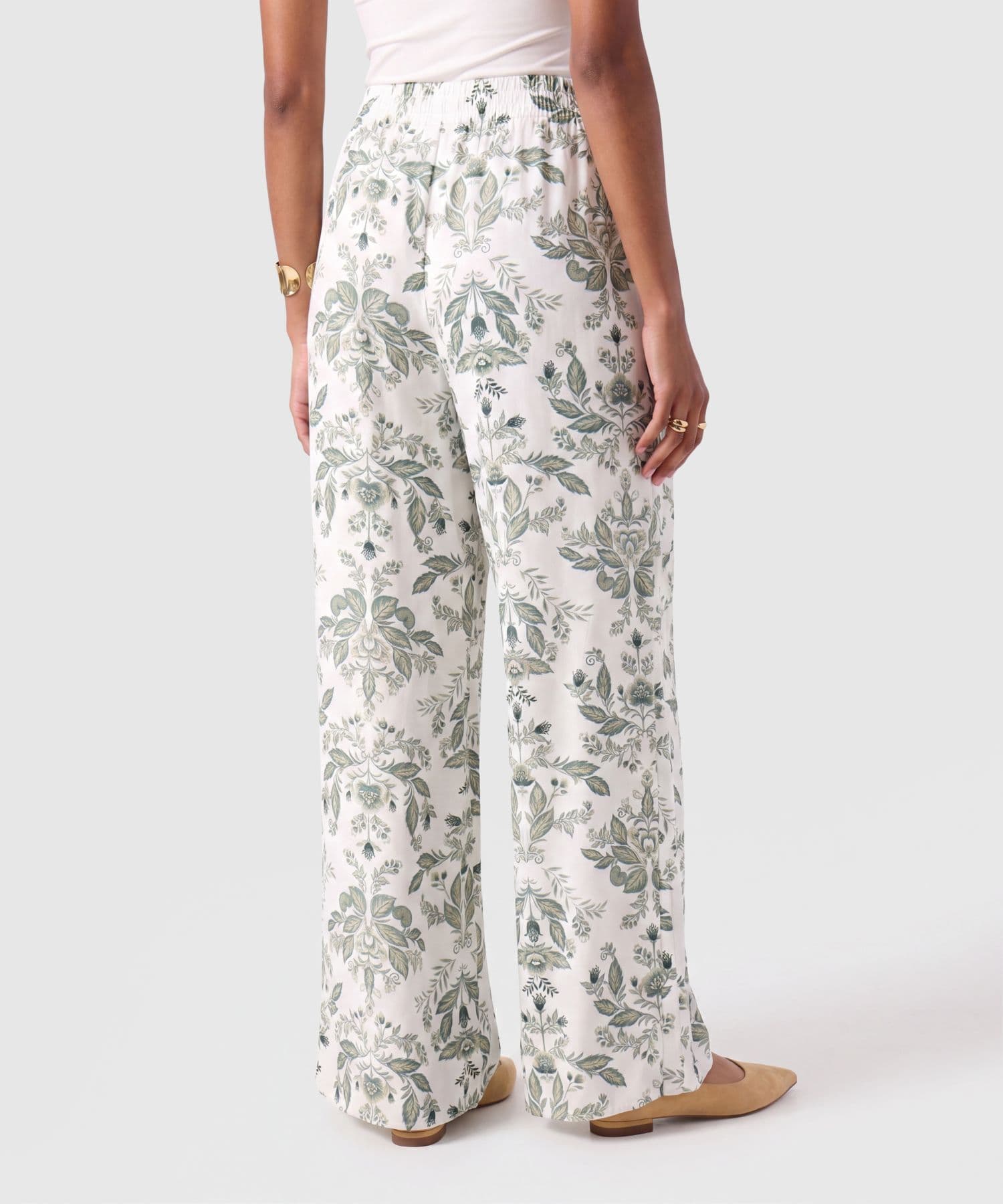 Pantalón Celeste Texturizado verde oliva para mujer, vista 4