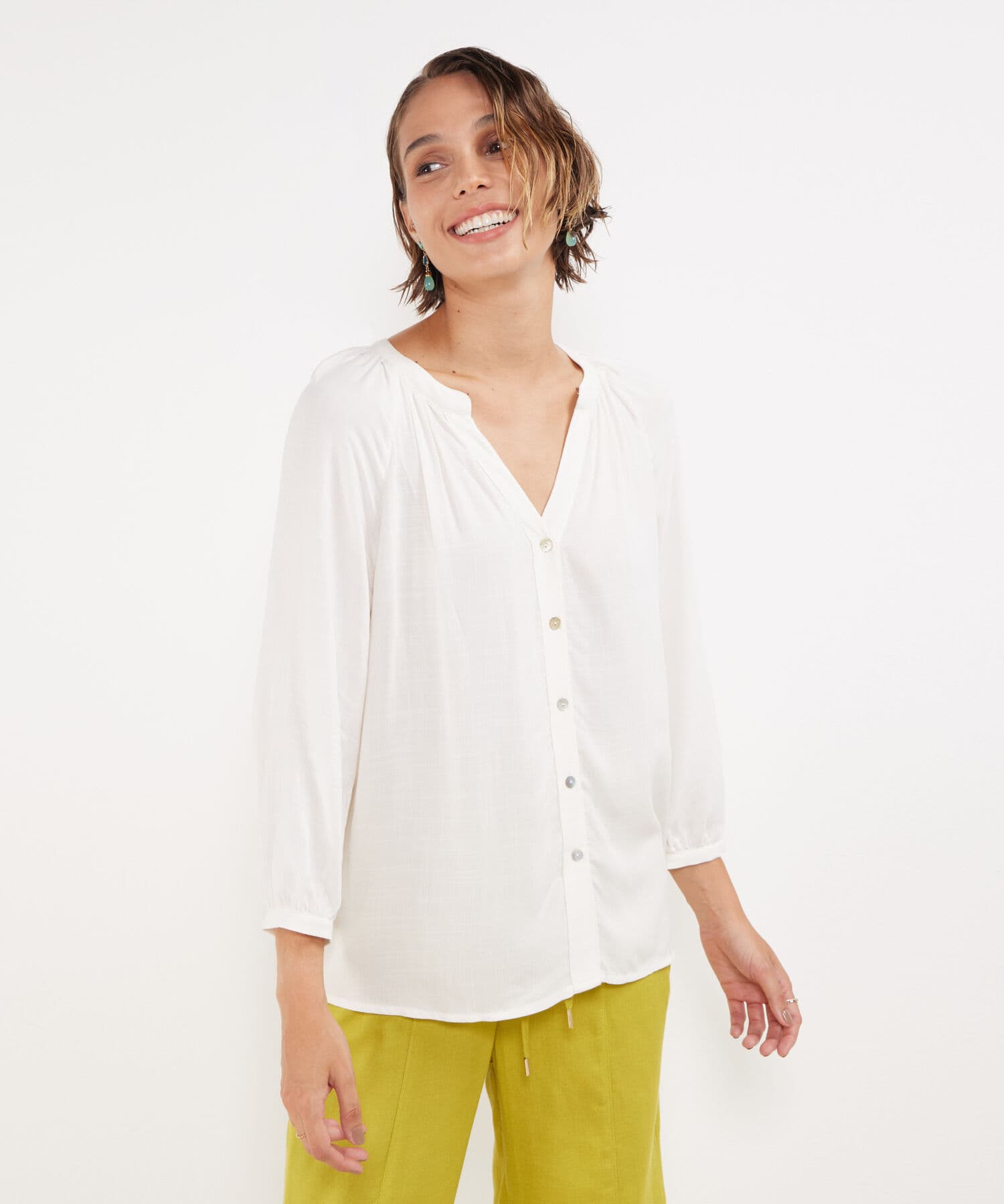 Blusa Solana Minimalista blanco para mujer, vista principal