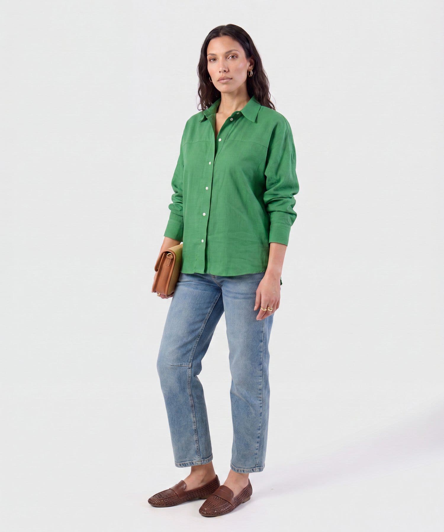 Camisa Niebla Edición Índigo verde oliva para mujer, vista 2