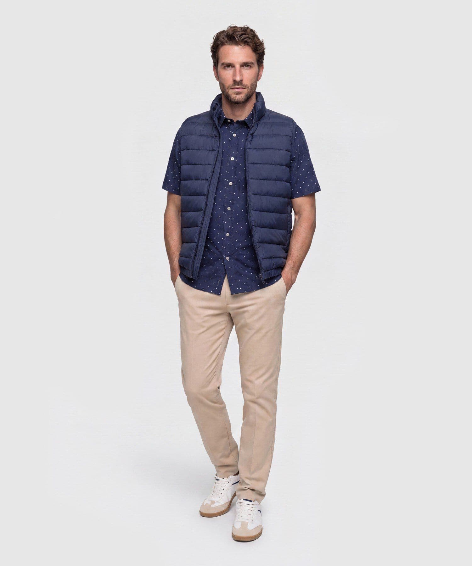 Camisa Palma Minimalista azul marino para hombre, vista 2