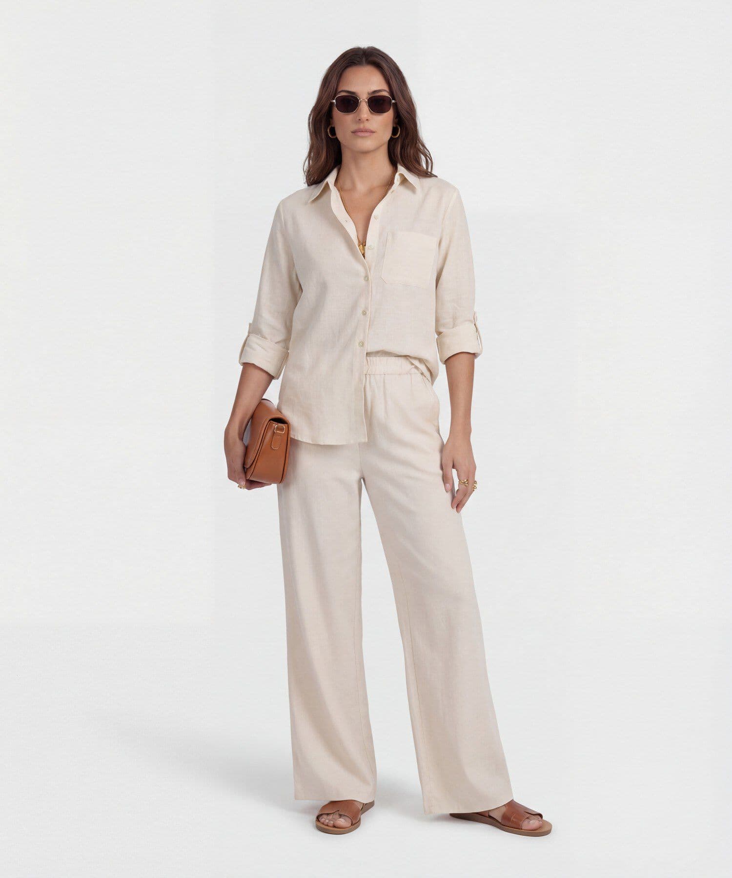 Camisa Azahar Natural arena para mujer, vista 2