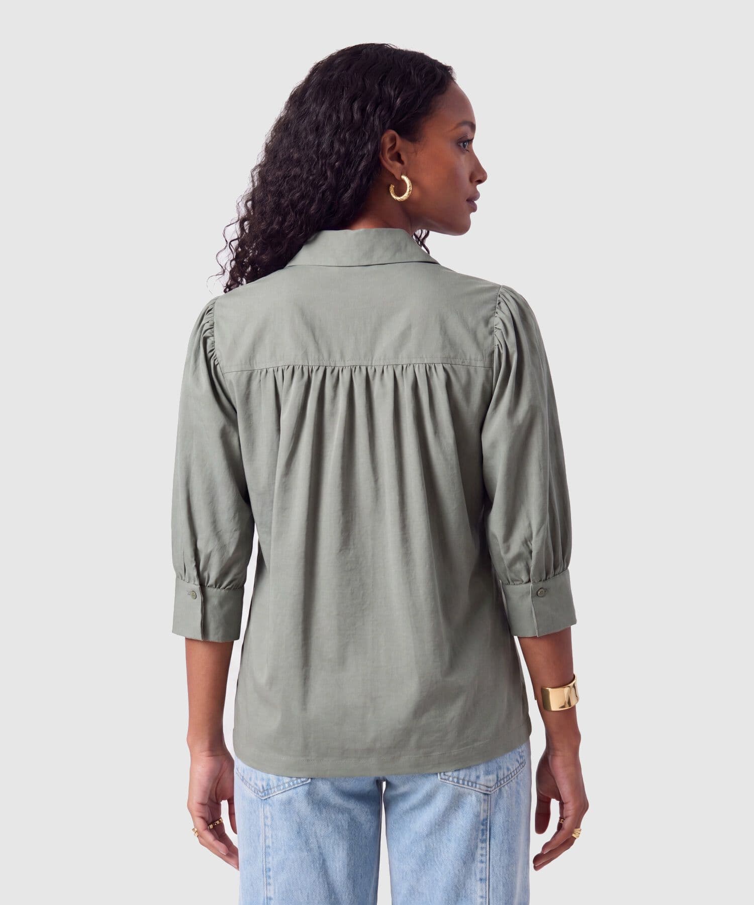 Camisa Jacaranda Clásico verde oliva para mujer, vista 4