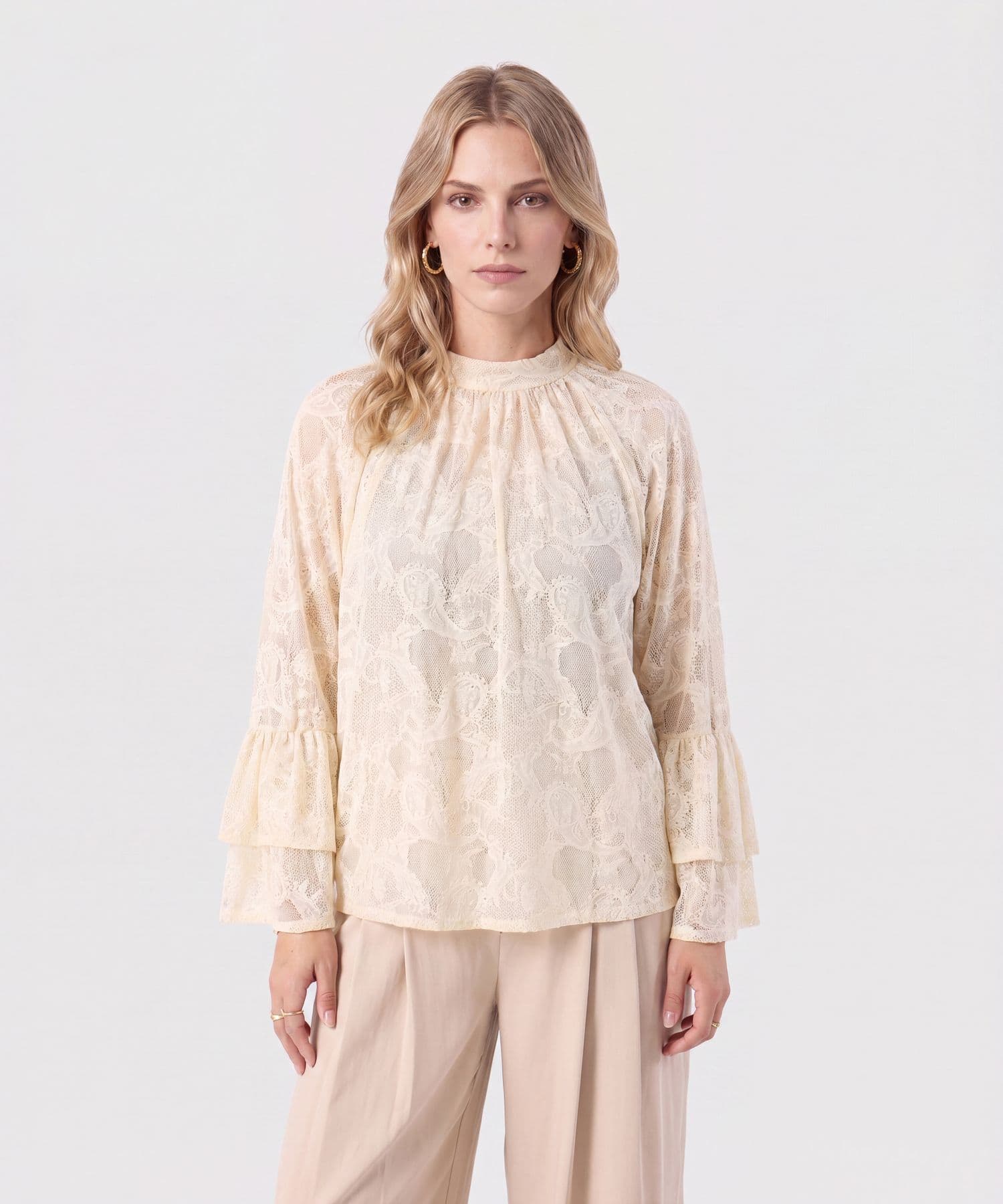 Blusa Calima Fluido arena para mujer, vista principal