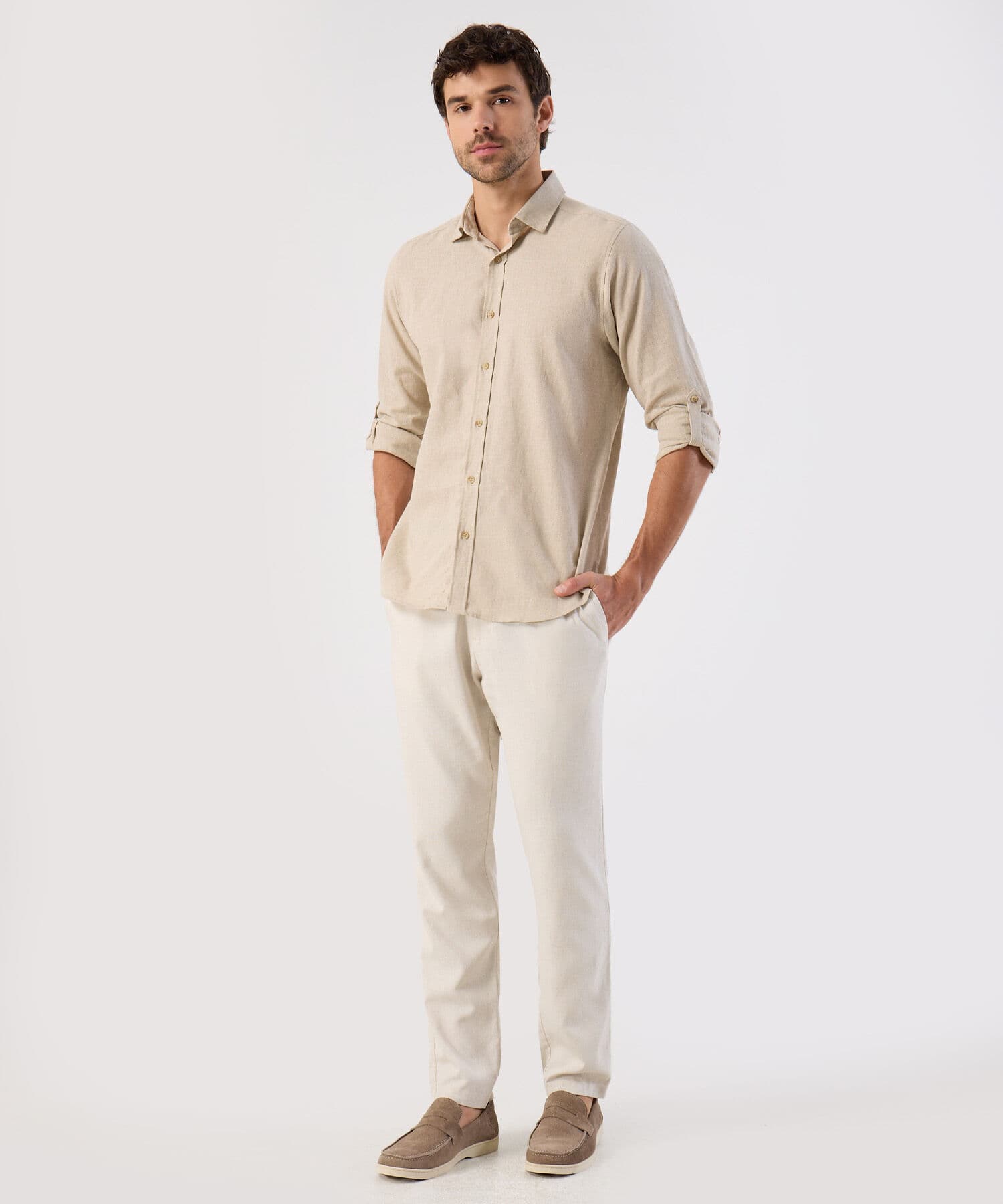 Camisa Río Esencial arena para hombre, vista 2