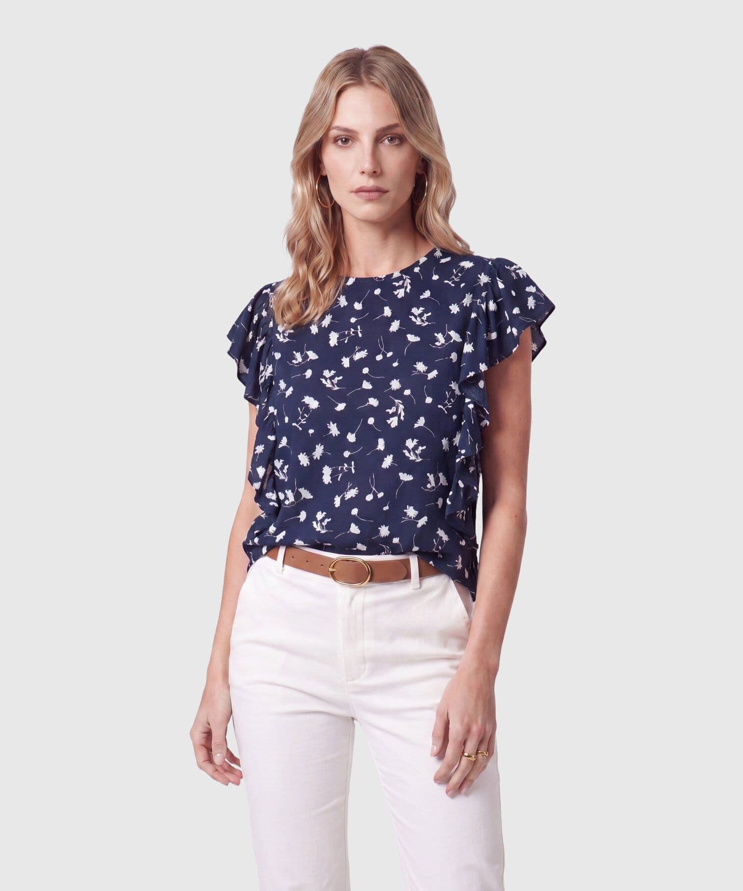 Blusa Celeste Contemporáneo azul marino para mujer, vista principal
