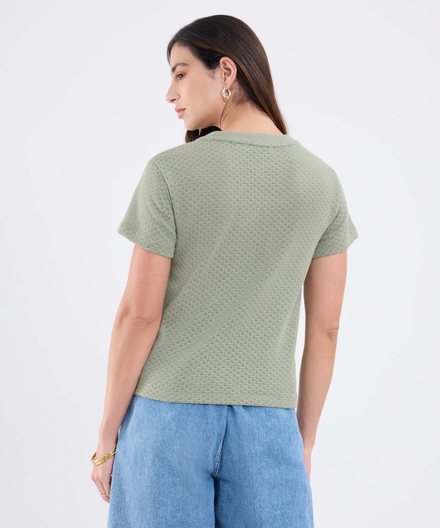 Camiseta Lumbre Fluido verde oliva para mujer, vista 4