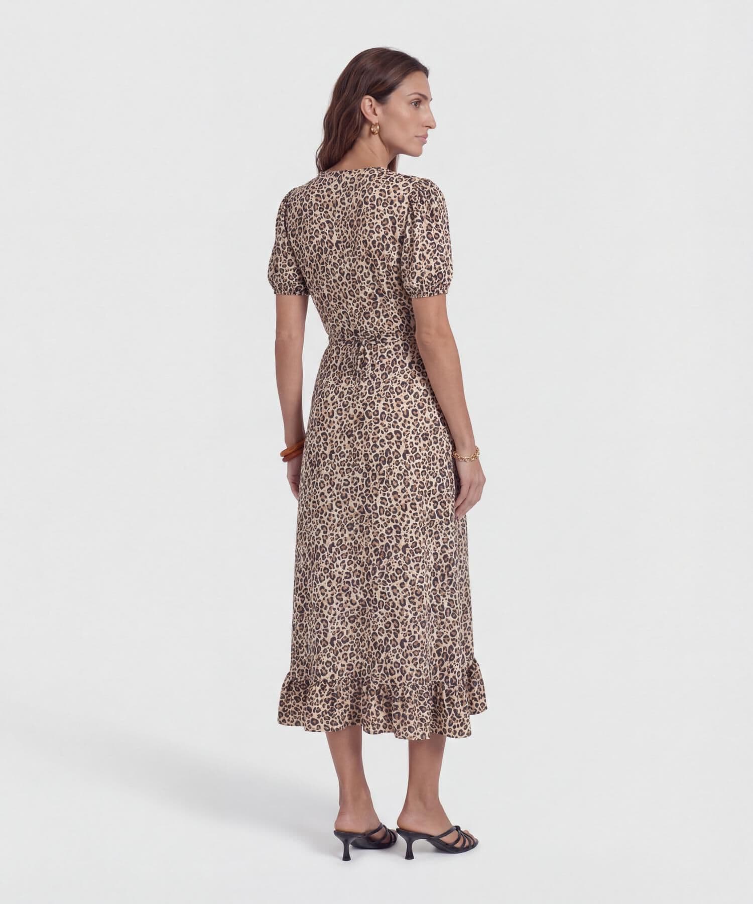 Vestido Marea Minimalista café para mujer, vista 4