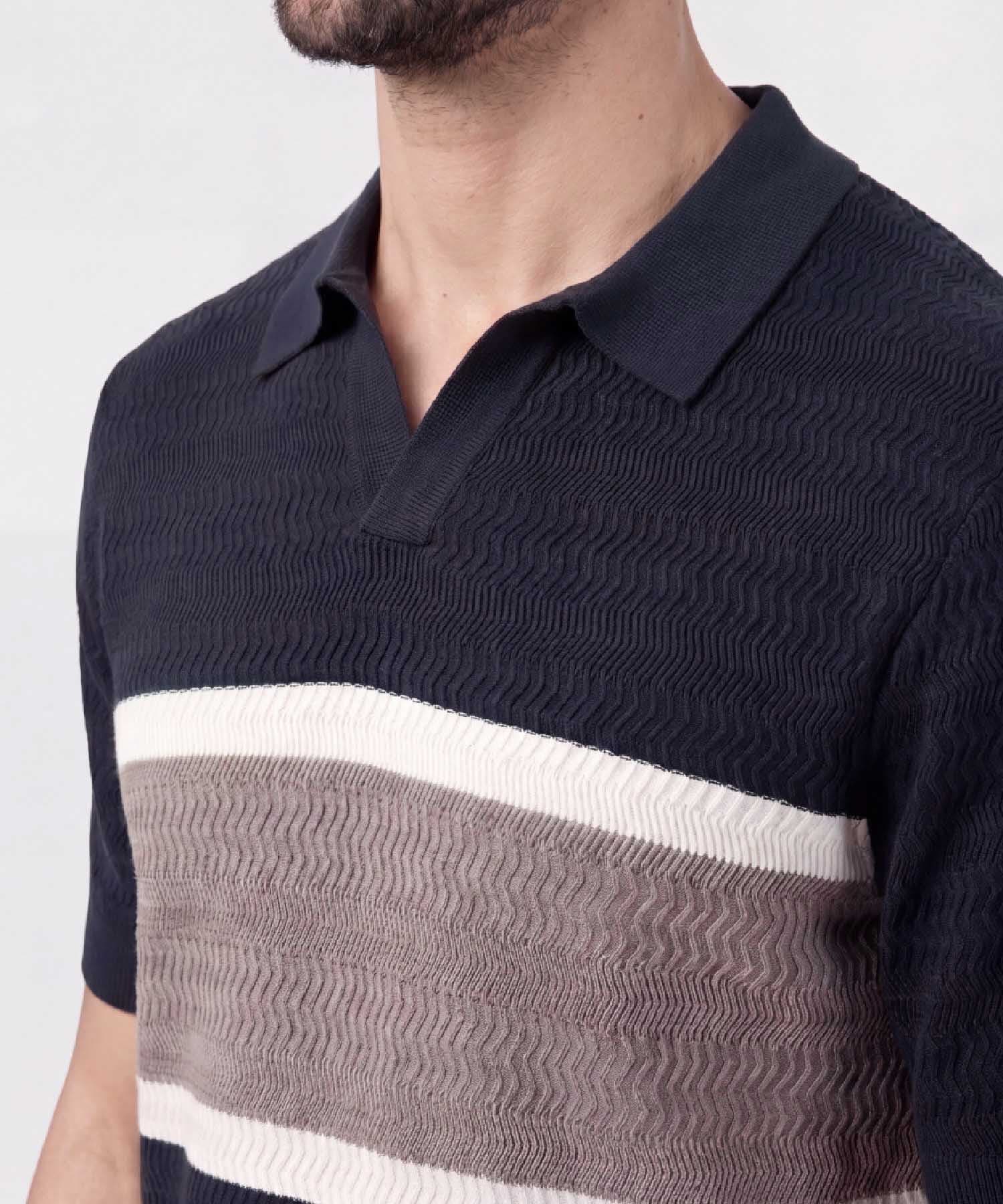 Polo Cauce Relajado azul marino para hombre, vista 3