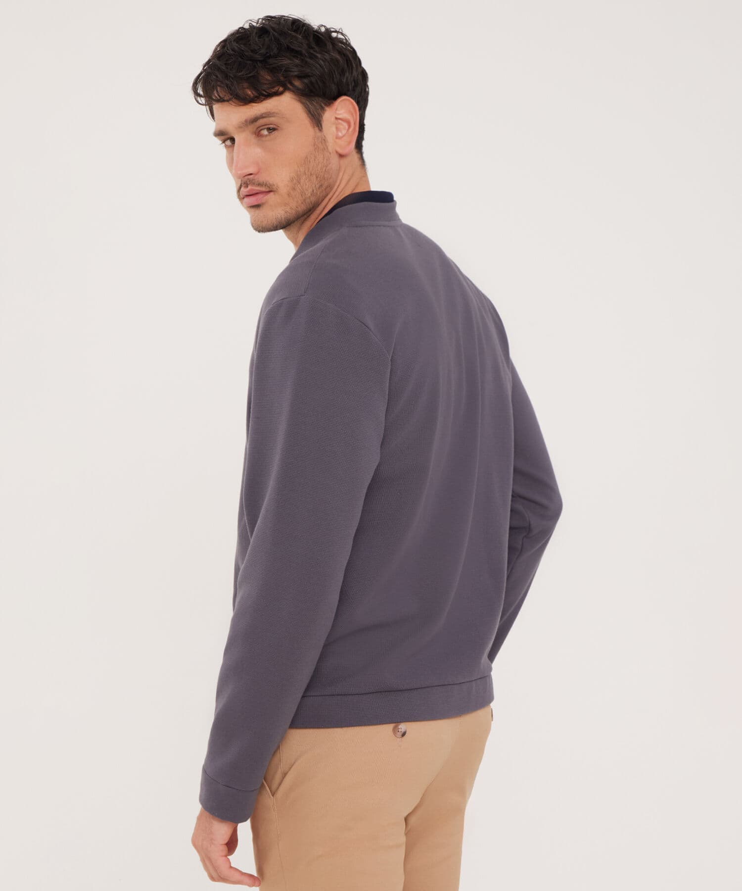 Buzo Cedro Edición Lino azul marino para hombre, vista 4