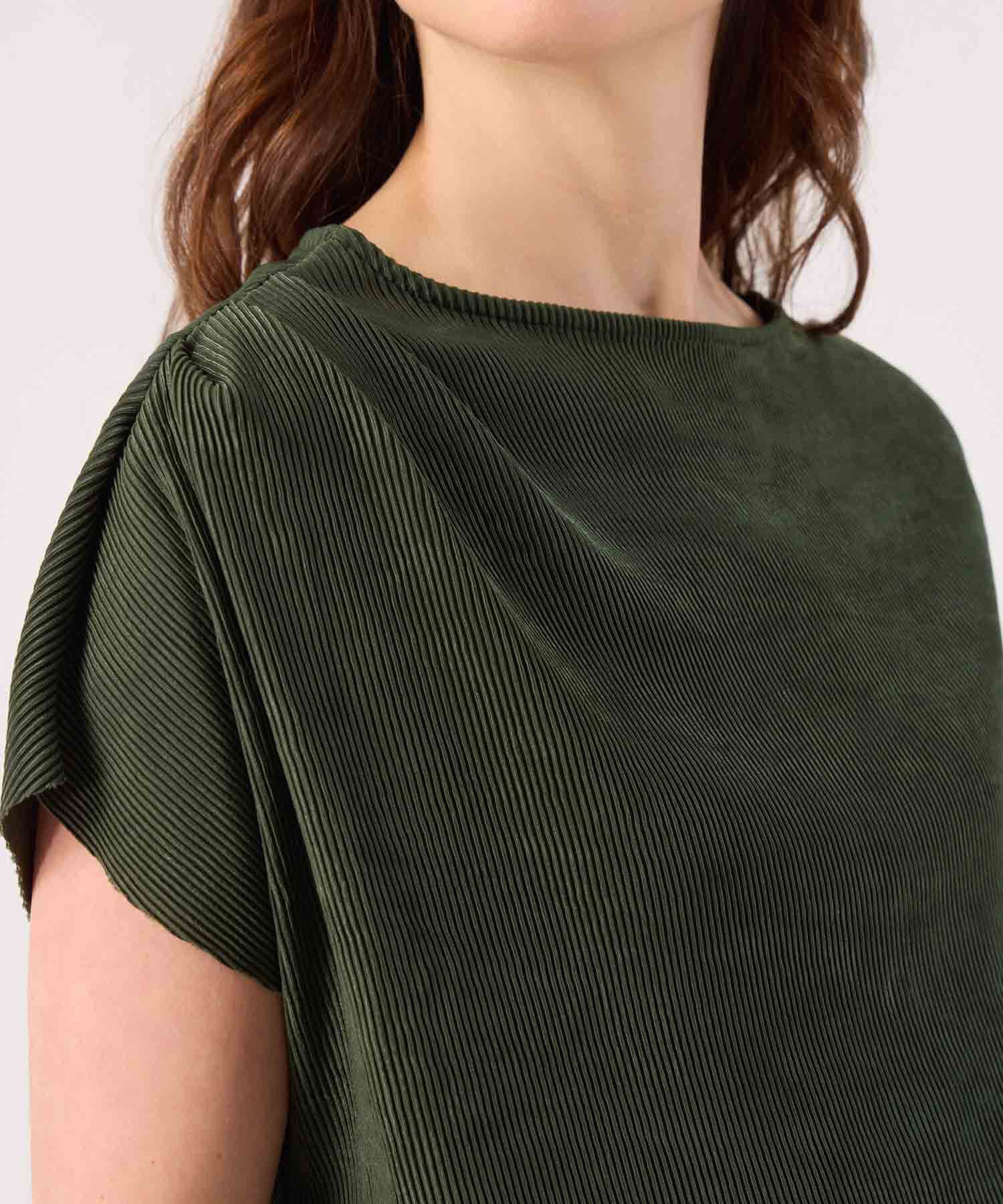 Camiseta Marfil Fluido verde oliva para mujer, vista 3