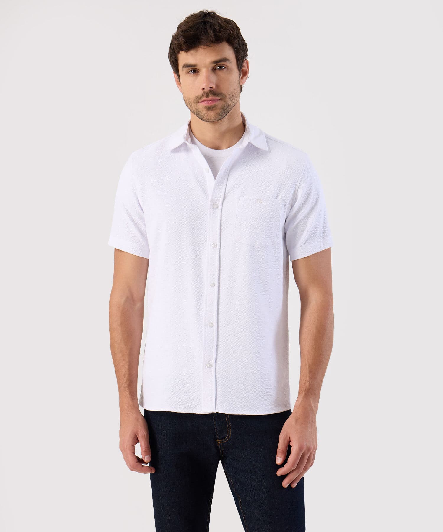 Camisa Niebla Edición Lino blanco para hombre, vista principal