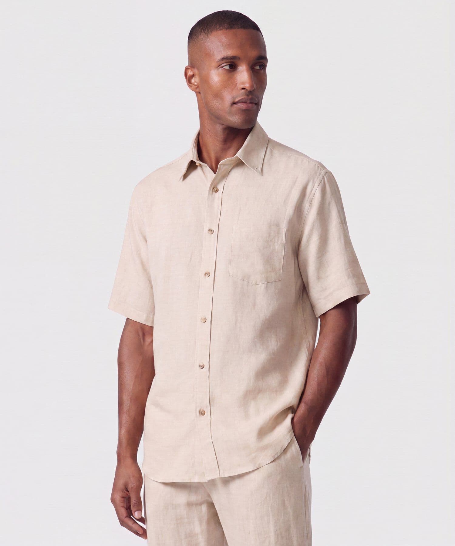Camisa Amalia Relajado arena para hombre, vista principal