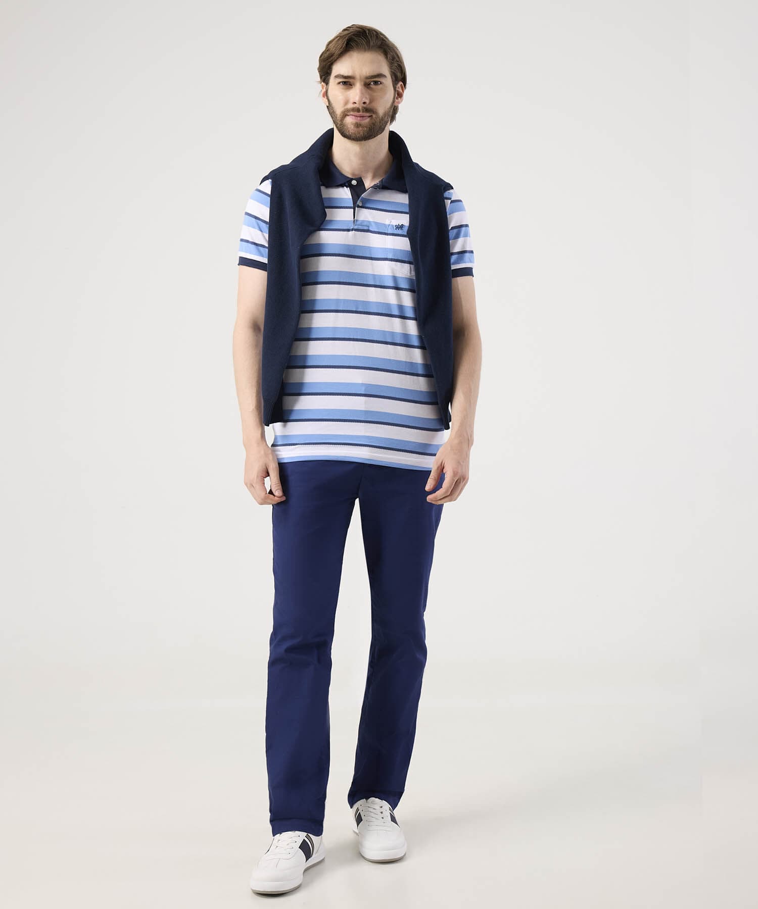 Polo Renata Edición Lino azul marino para hombre, vista 2
