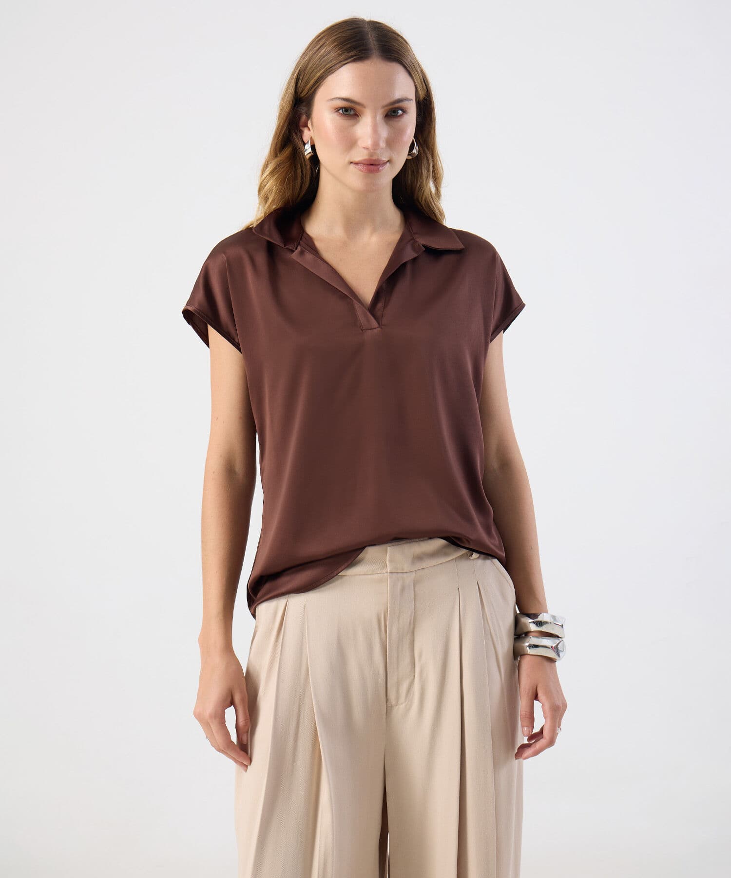 Blusa Valentina Suave café para mujer, vista principal