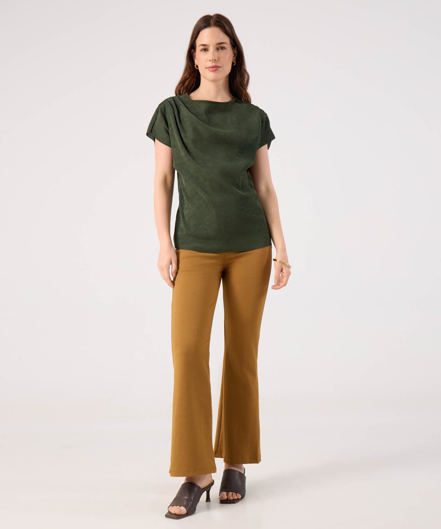 Camiseta Marfil Fluido verde oliva para mujer, vista 2