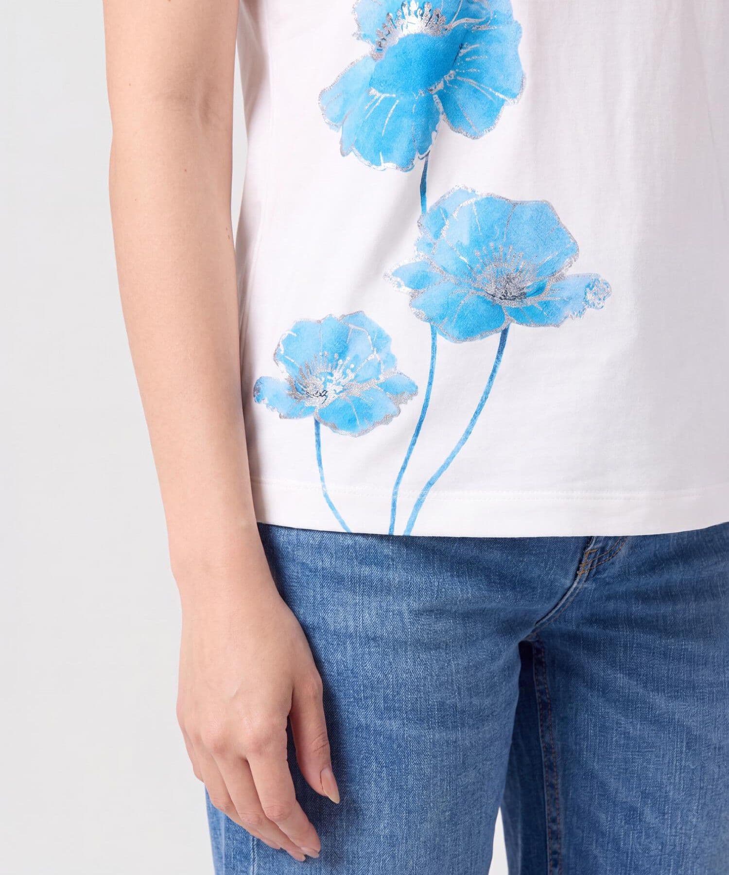 Camiseta Niebla Texturizado blanco para mujer, vista 3