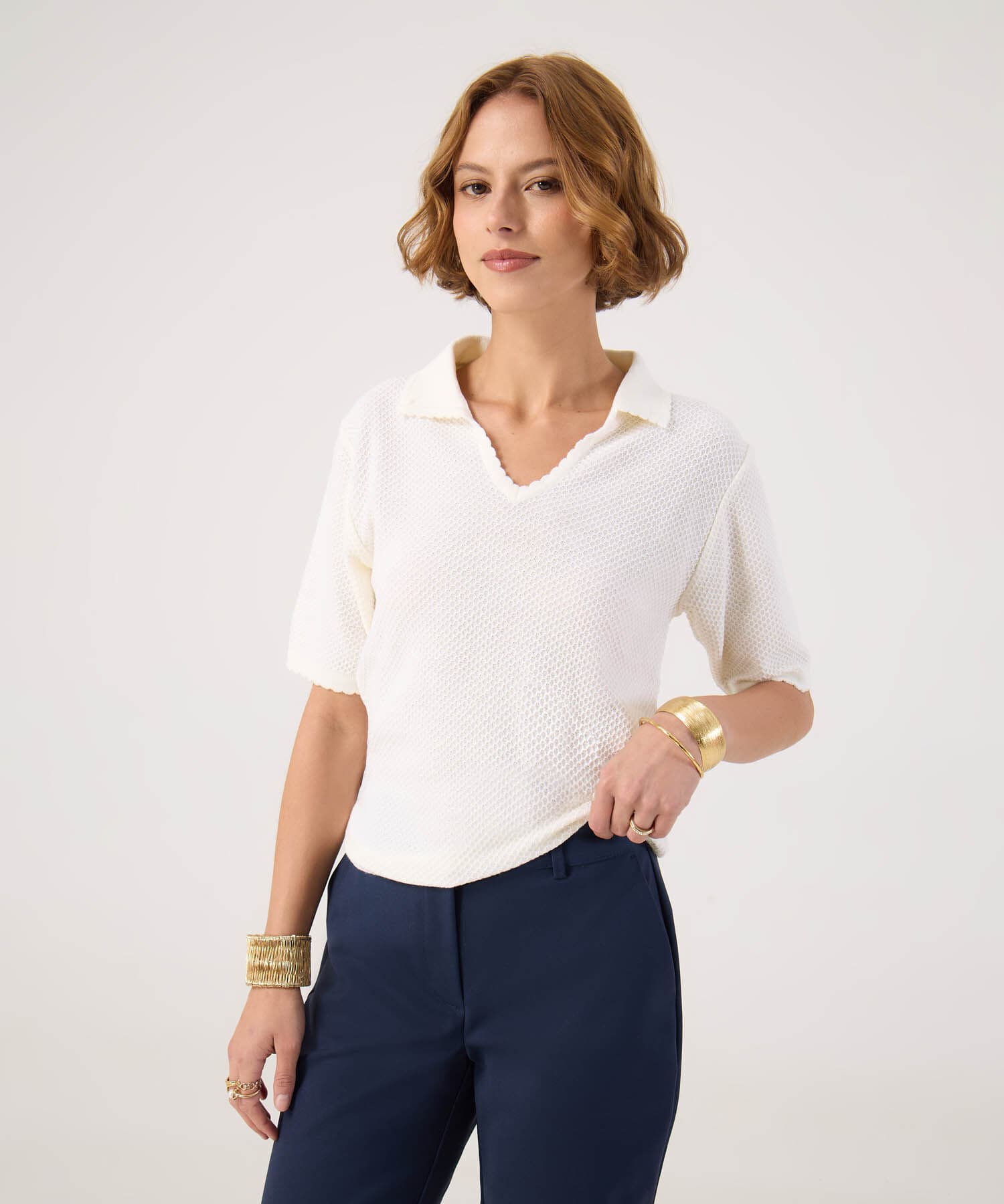 Polo Violeta Ligero blanco para mujer, vista principal