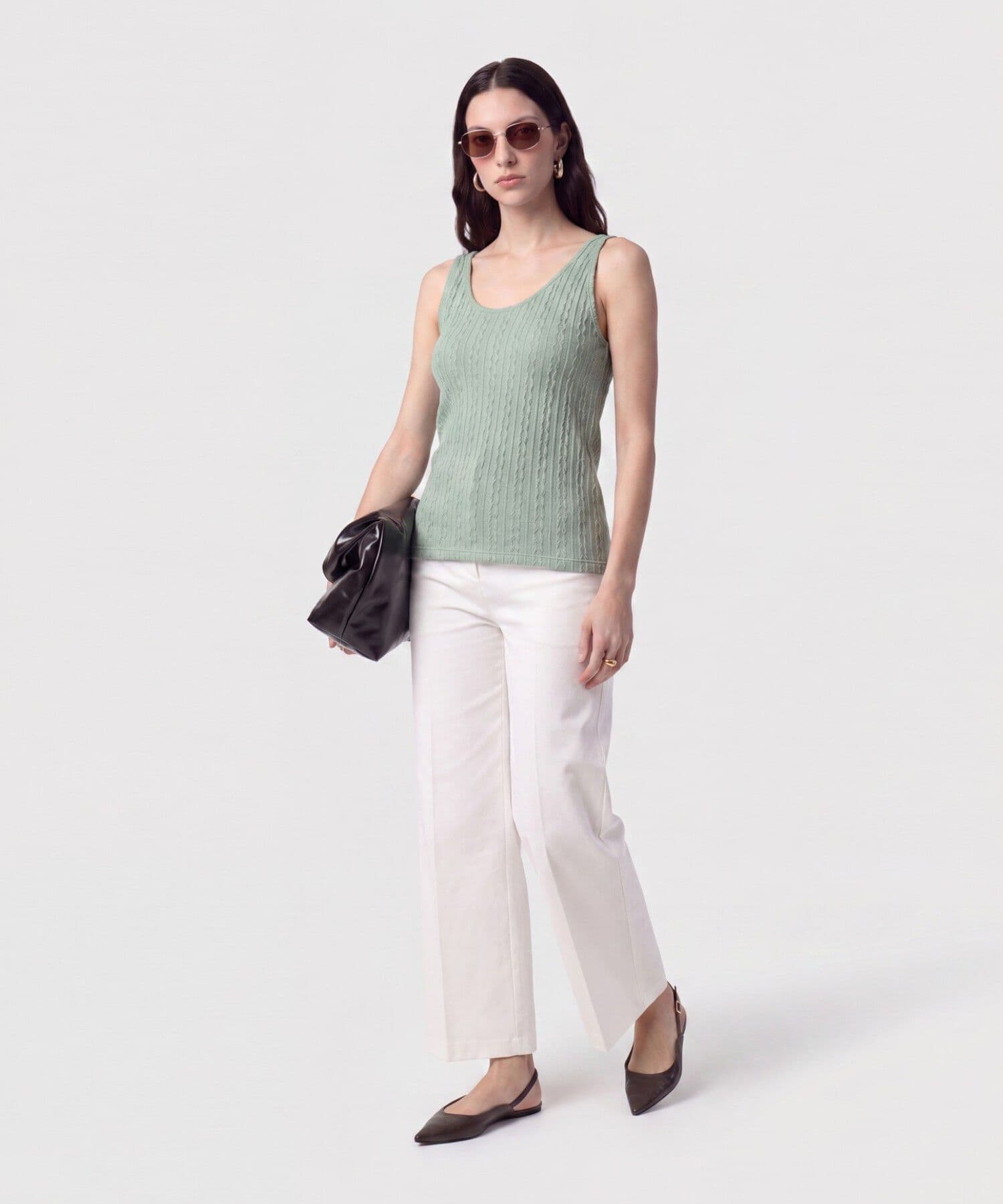 Camiseta Aura Fluido verde oliva para mujer, vista 2