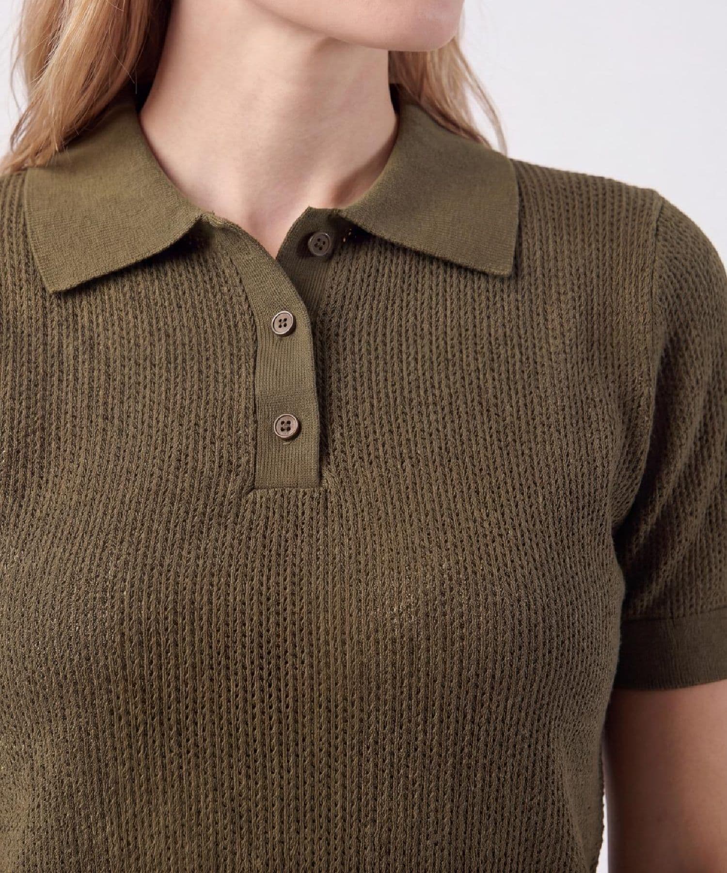 Polo Encanto Fluido verde oliva para mujer, vista 3