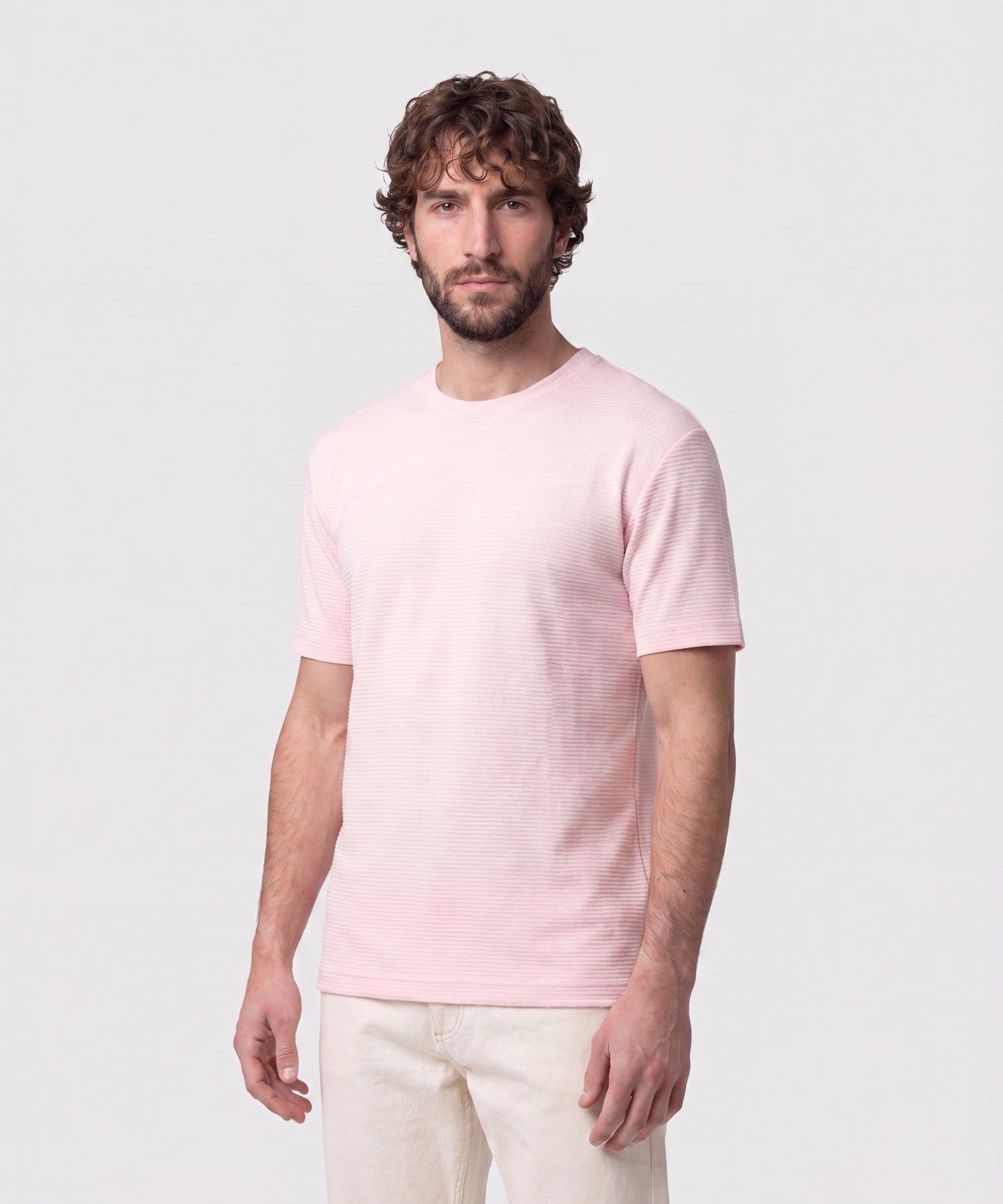 Camiseta Río Minimalista rosa empolvado para hombre, vista principal