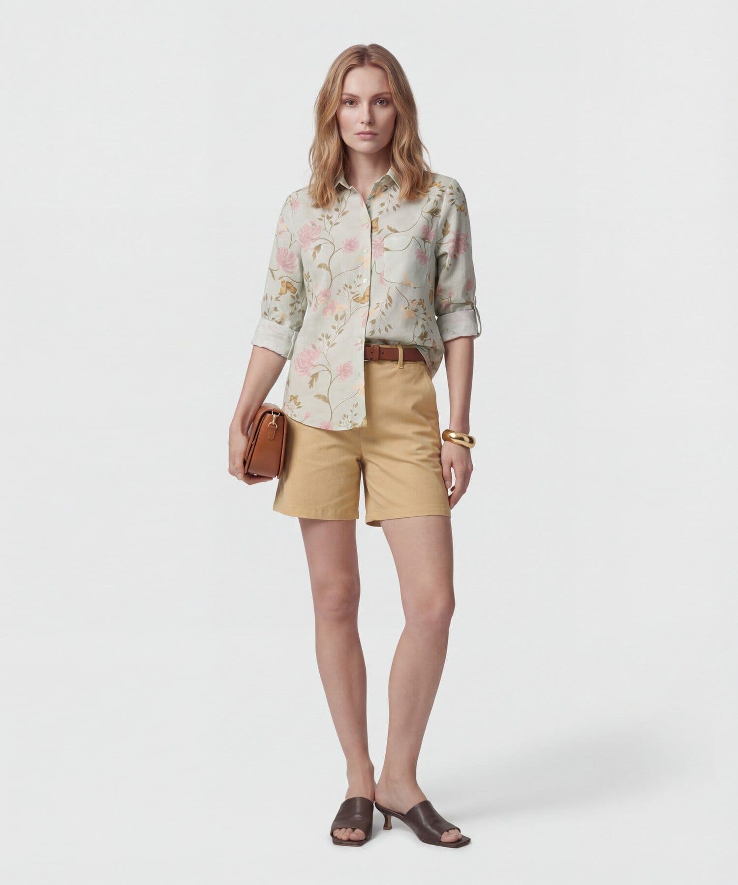 Camisa Isadora Relajado verde oliva para mujer, vista 2