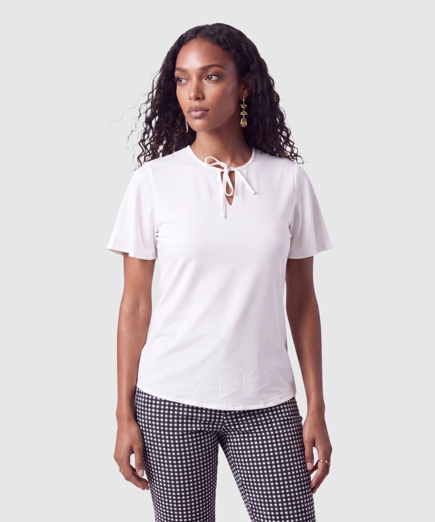 Blusa Dorada Edición Lino blanco para mujer, vista principal