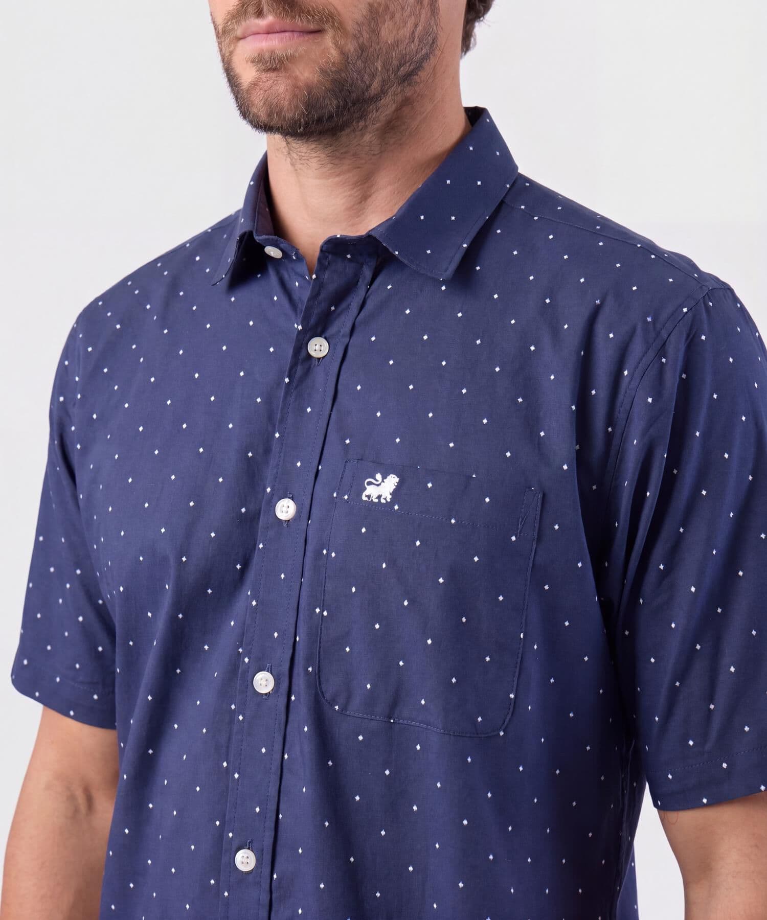Camisa Palma Minimalista azul marino para hombre, vista 3