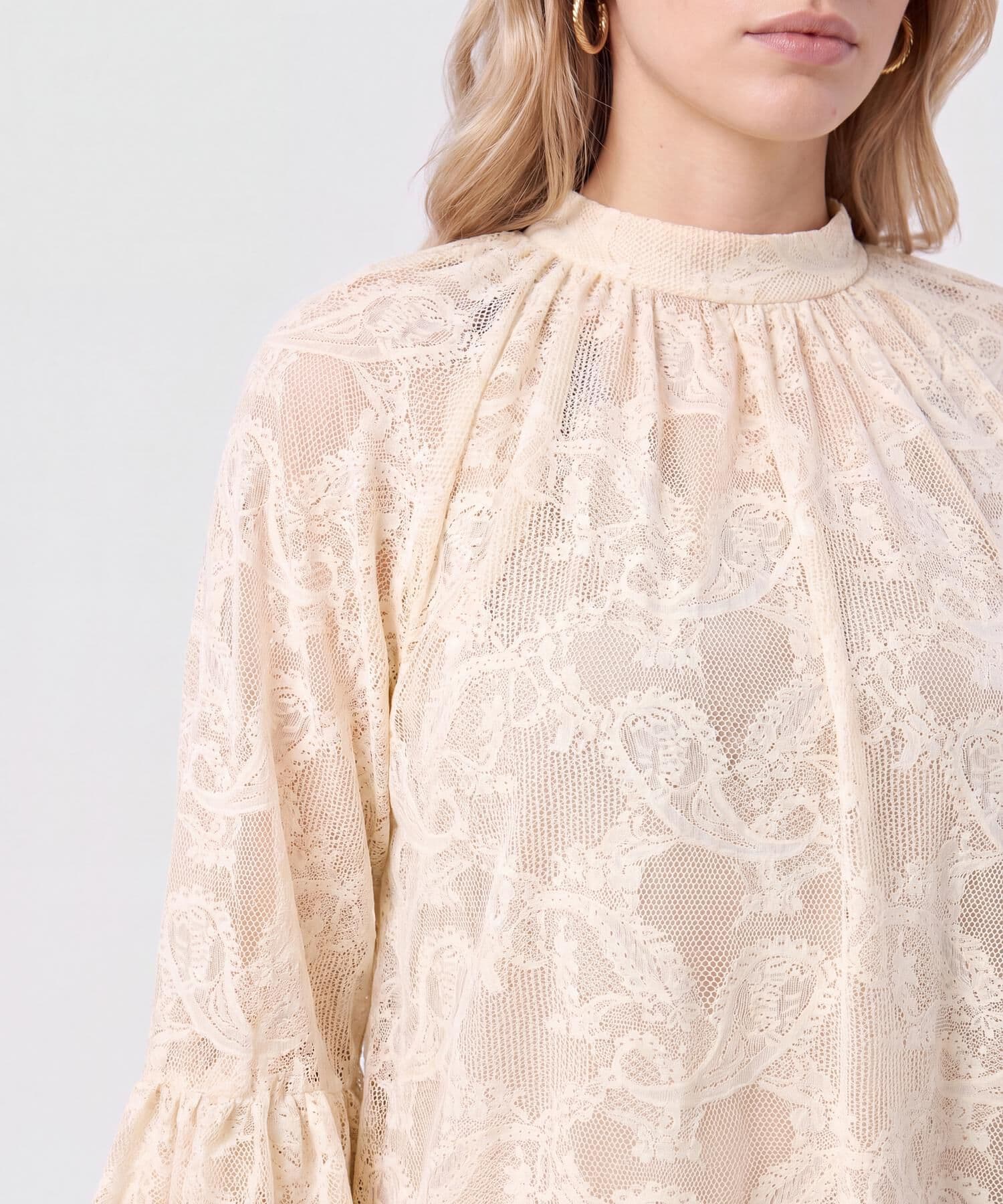 Blusa Calima Fluido arena para mujer, vista 3
