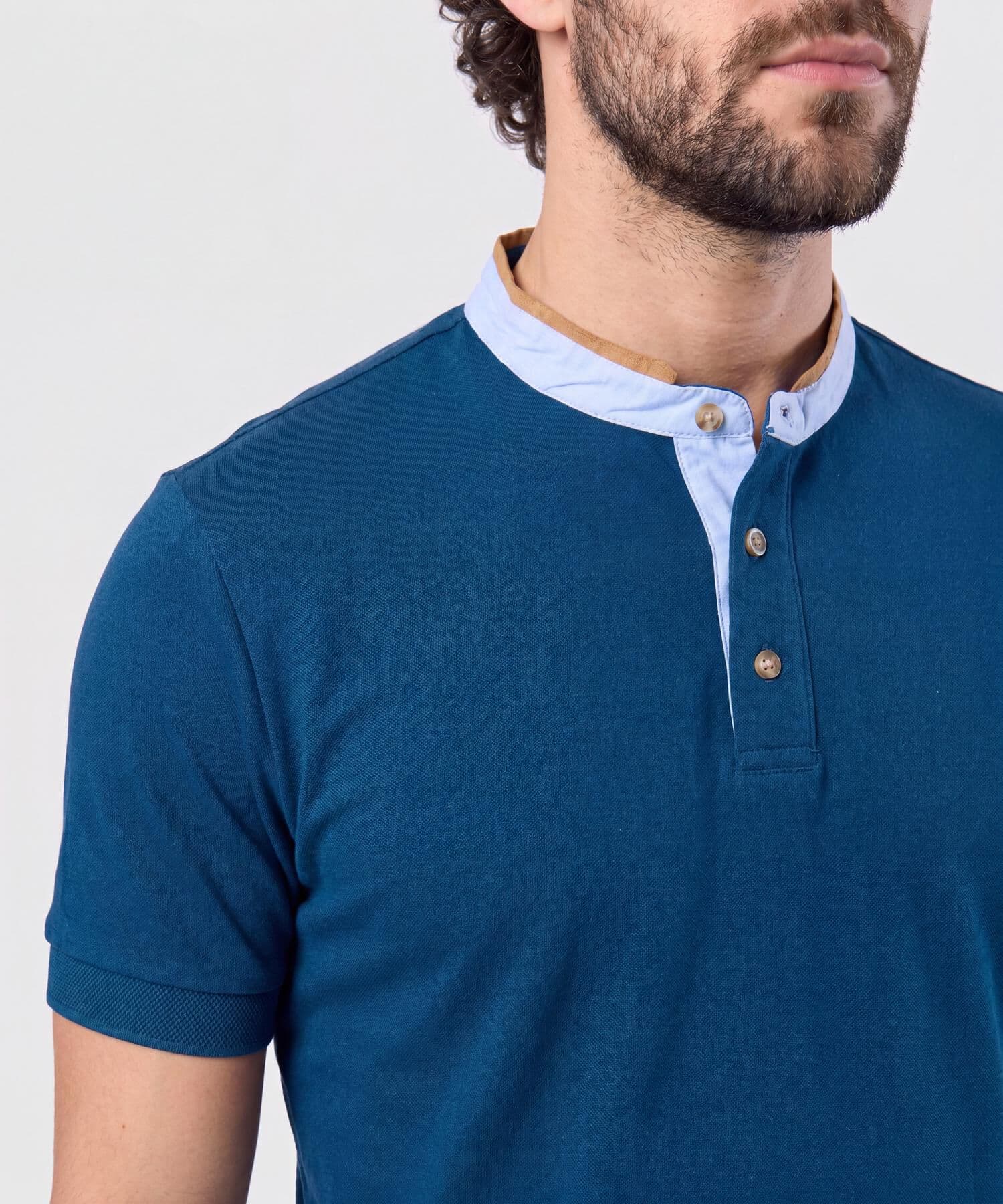Polo Horizonte Esencial azul marino para hombre, vista 3