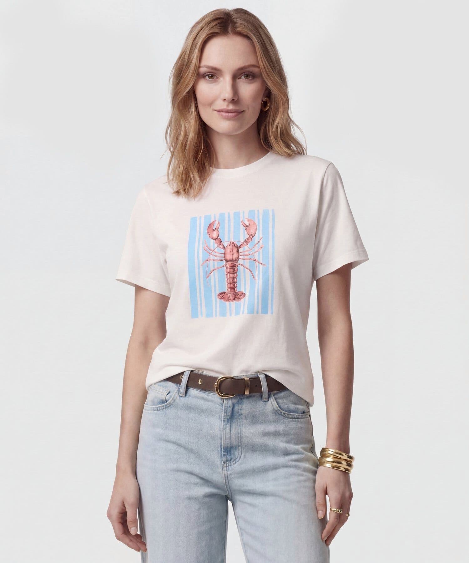 Camiseta Litoral Minimalista blanco para mujer, vista principal