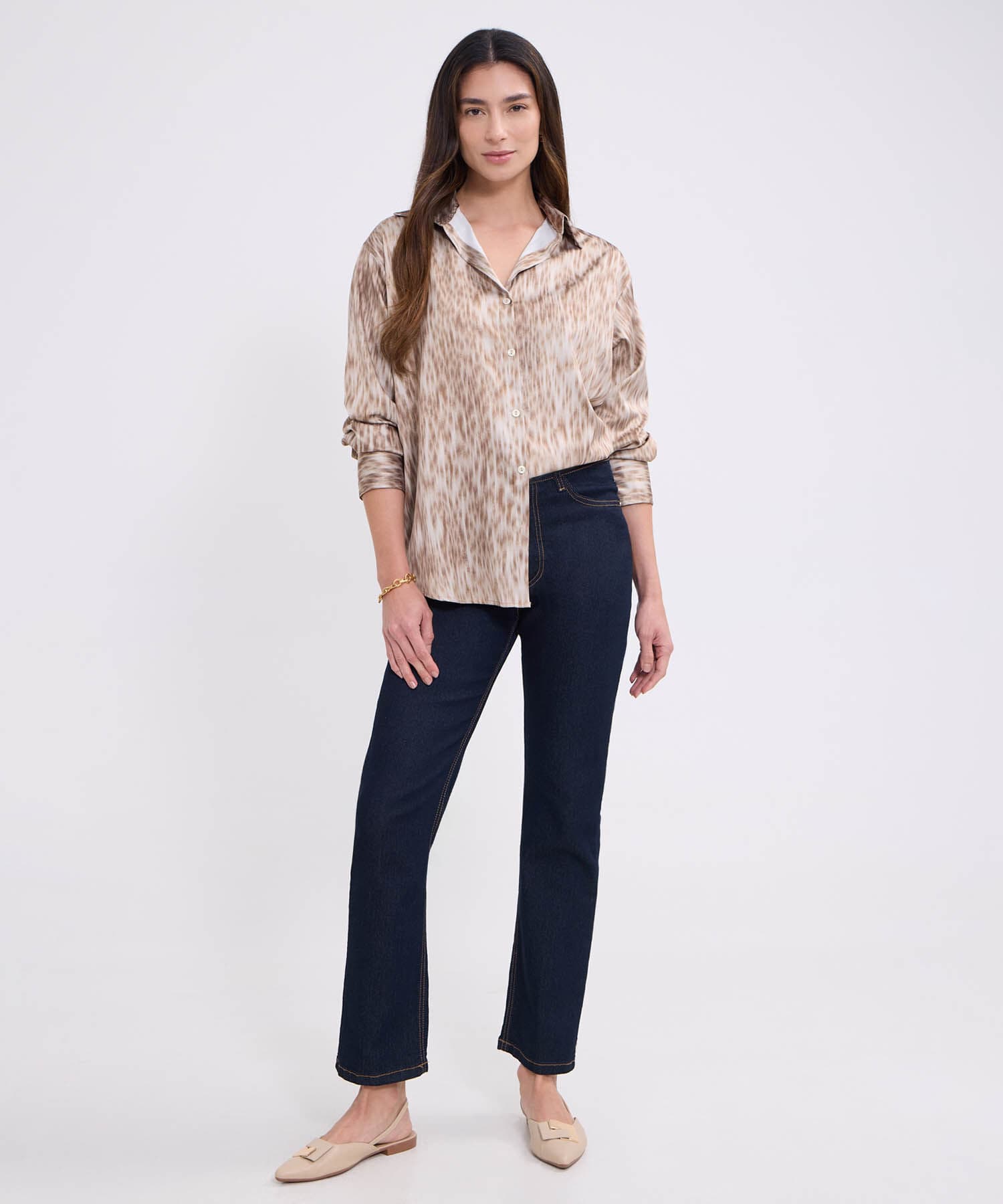 Camisa Palma Edición Lino café para mujer, vista 2